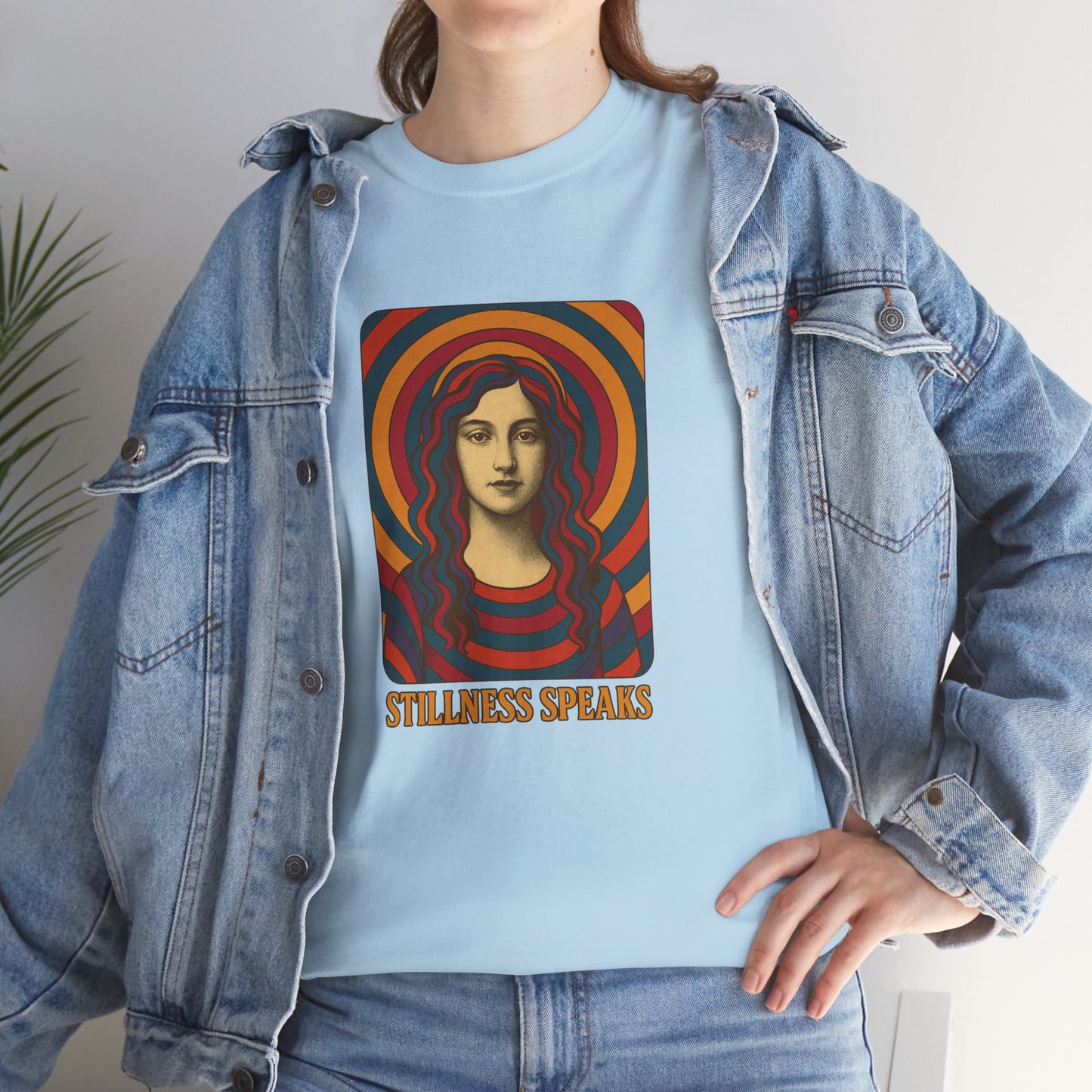 Stillness Speaks Unisex Heavy Cotton Tee, Psychedelic Retro Graphic Shirt, Spiritual Boho Aesthetic Top, Vintage 70s Trippy Tshirt,