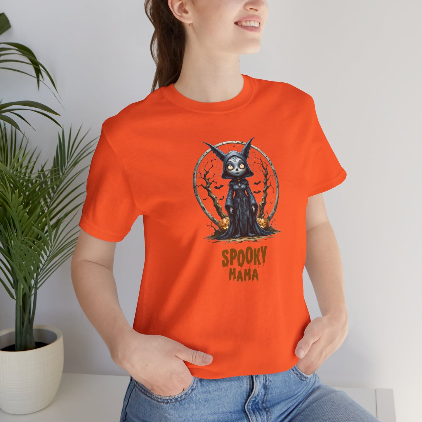 Spooky Mama Halloween Shirt – Gothic Cat Witch Graphic Tee – Bella Canvas 3001 Unisex