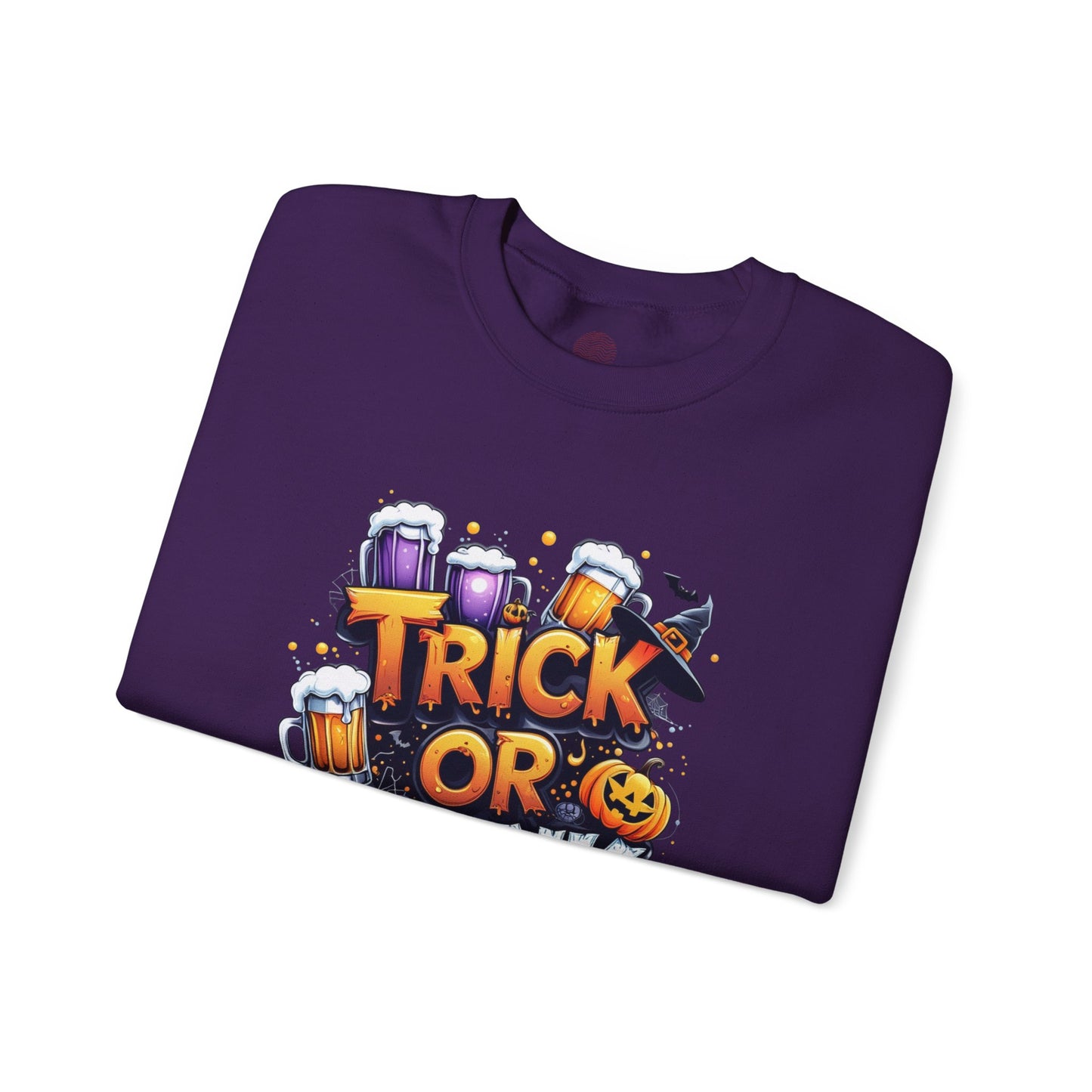 "Trick or Drink Halloween Sweatshirt – Unisex Cozy Crewneck, Spooky Season Fall Outfit, Funny Party Gift"