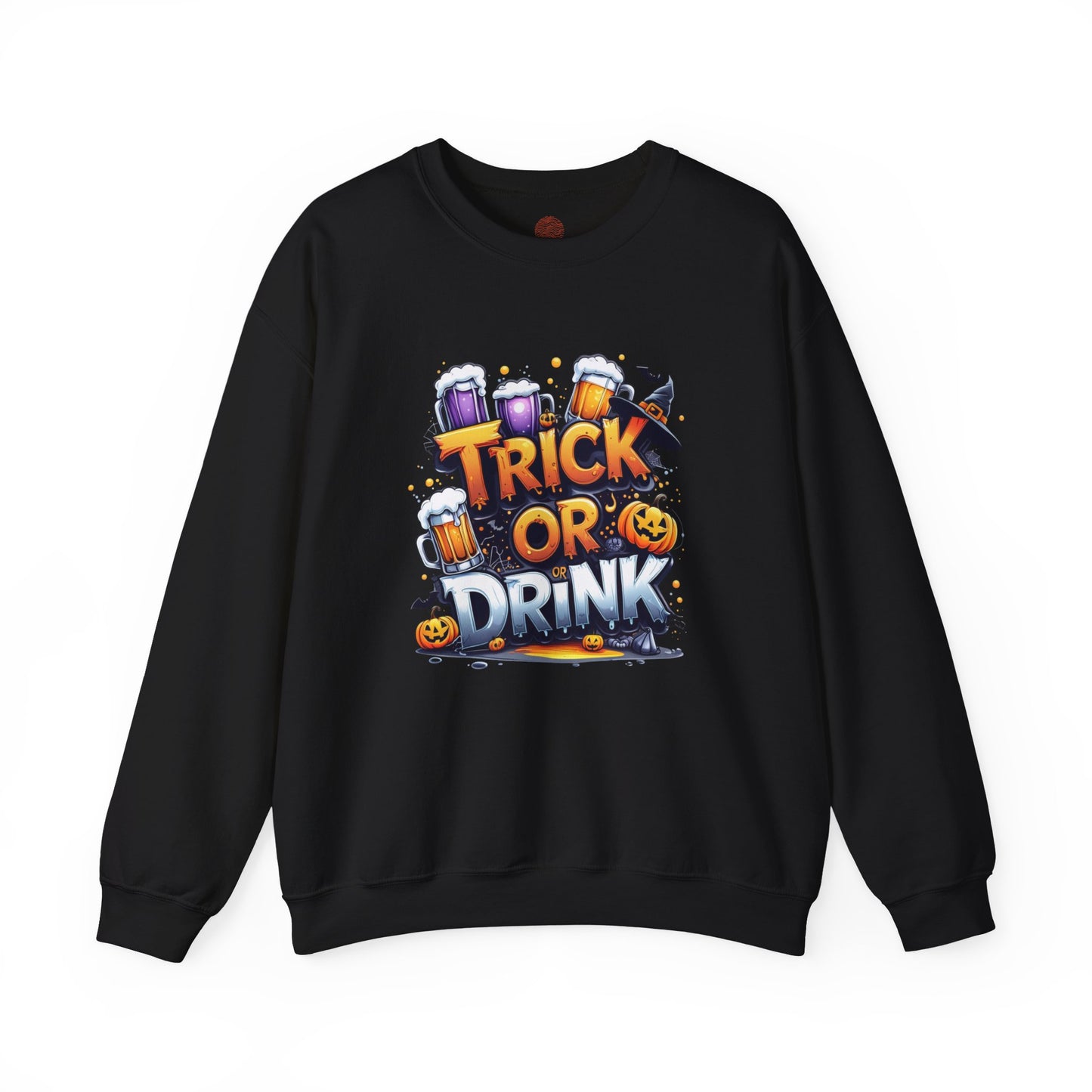 "Trick or Drink Halloween Sweatshirt – Unisex Cozy Crewneck, Spooky Season Fall Outfit, Funny Party Gift"