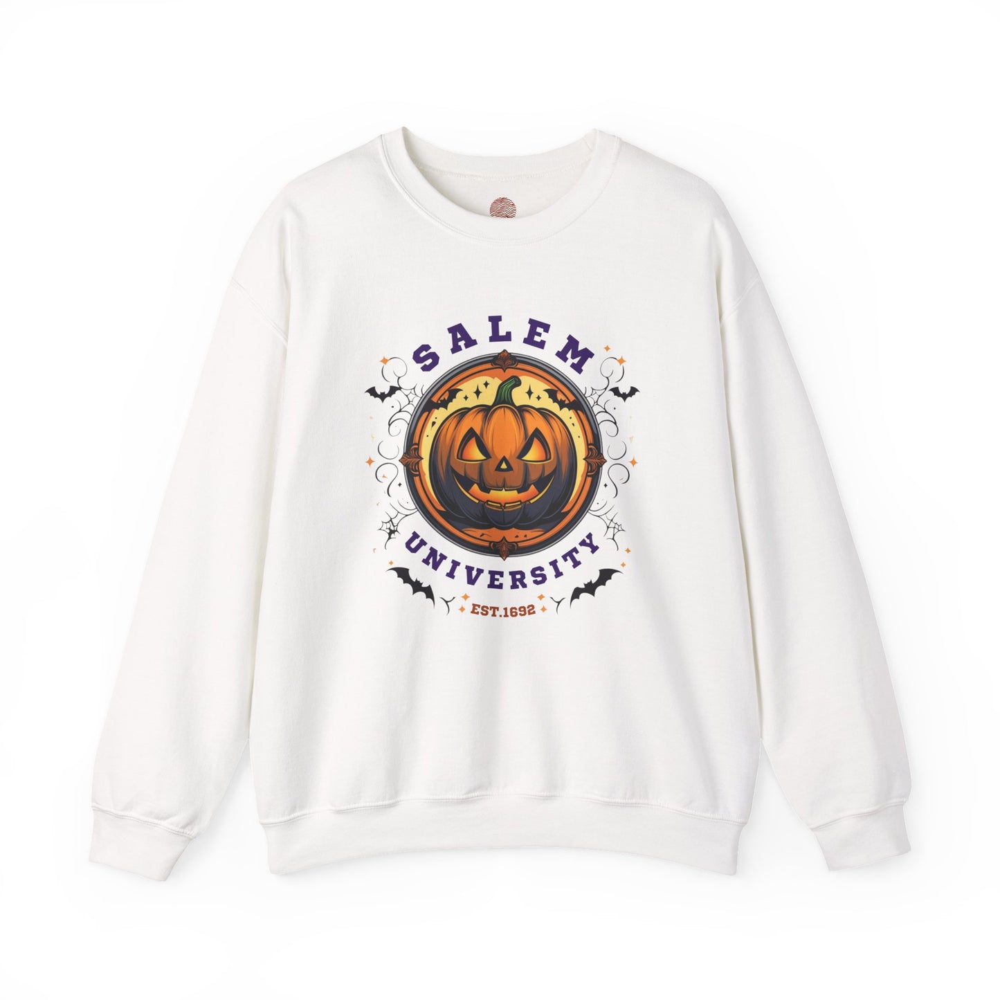 Unisex Salem University Halloween Sweatshirt – Pumpkin Jack-O’-Lantern Graphic Crewneck, Spooky Fall Aesthetic Pullover