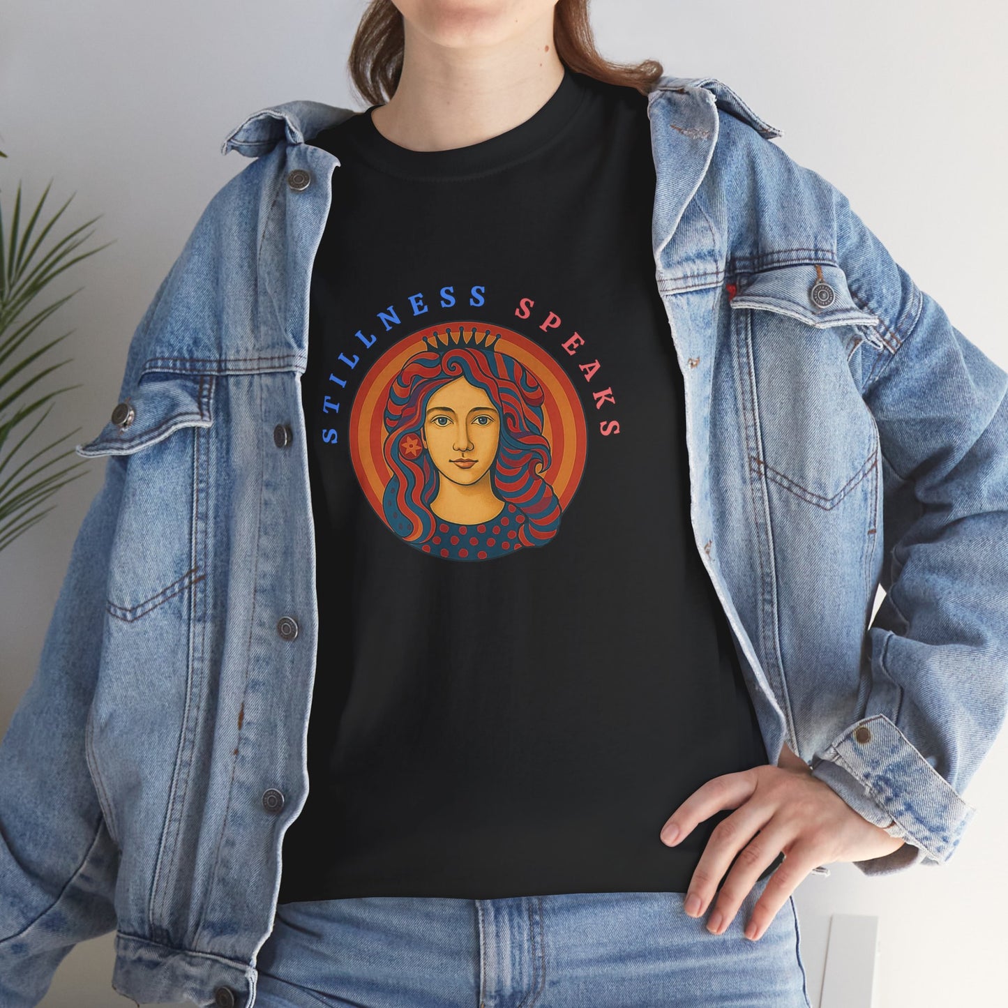 Stillness Speaks T-Shirt, Psychedelic Retro Graphic Tee, Spiritual Mystic Woman Shirt, 70s Boho Aesthetic Top, Inner Peace Gift, Unisex