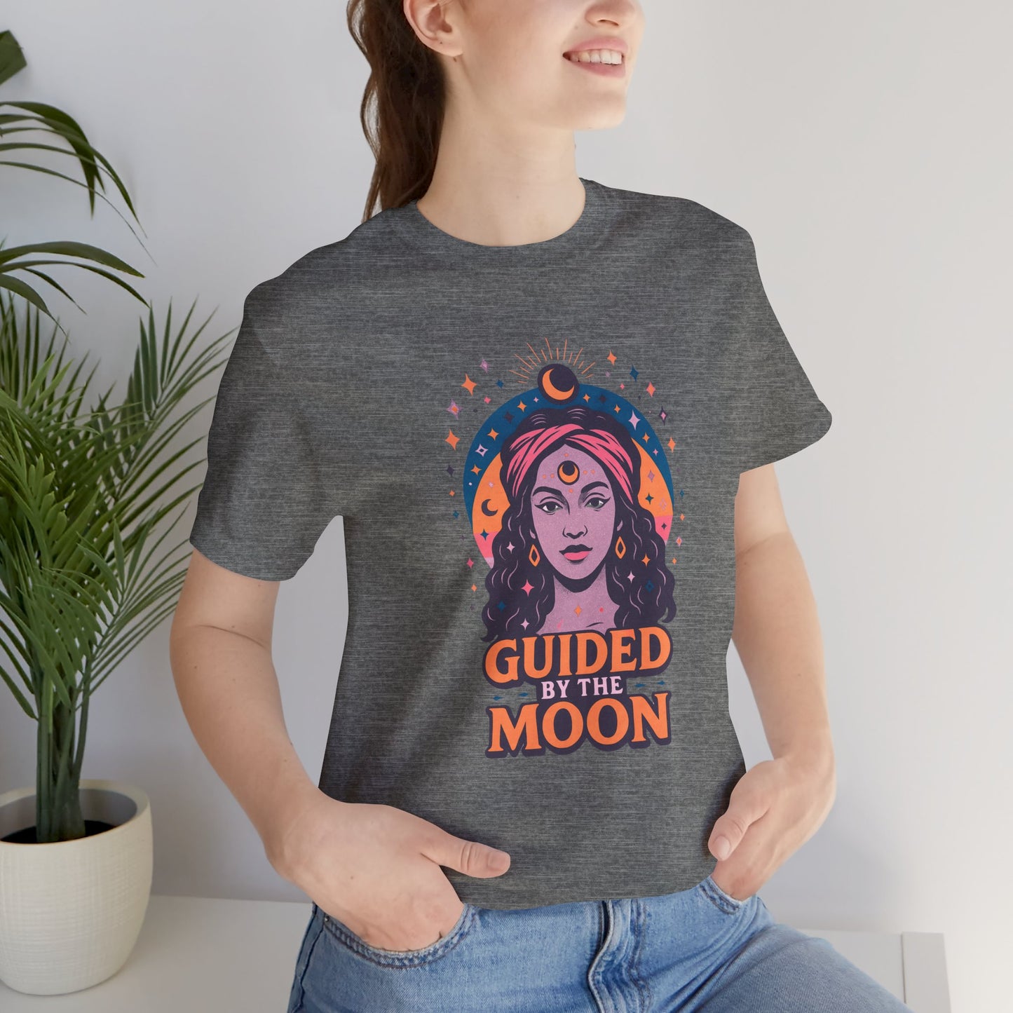 Moon Phase T-Shirt, Celestial Astrology Tee, Spiritual Unisex Top, Witchy Moon Lover Gift, Guided by the Moon Shirt, Mystical Graphic Tee
