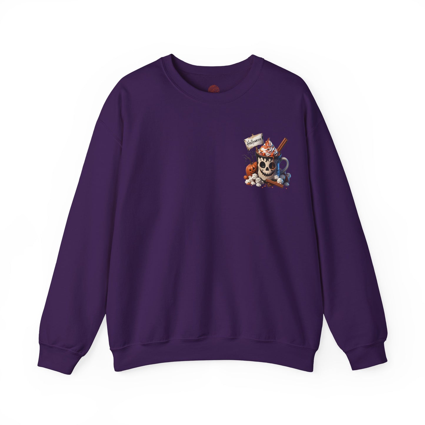 Halloween Skull Coffee Sweatshirt – Spooky Pumpkin Latte Fall Sweater – Cozy Autumn Skull Cup Pullover-Gildan 18000
