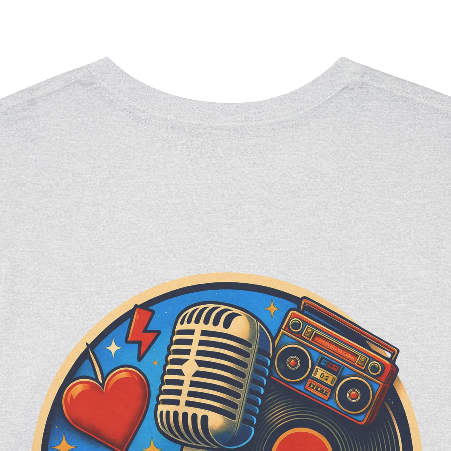 Vintage Retro Music T-Shirt, Rock & Roll Band Shirt, Boombox Guitar Tee, Unisex Heavy Cotton Tee