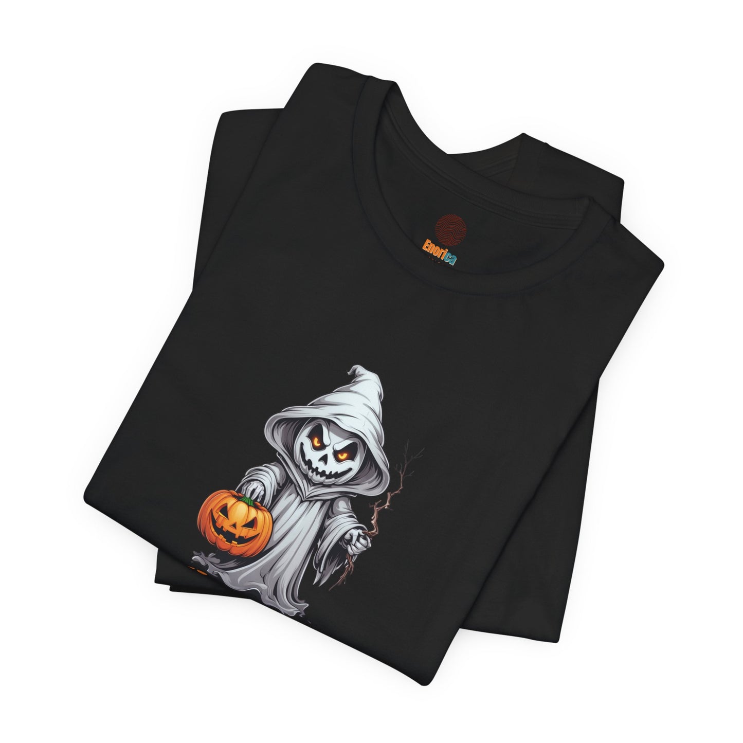 Halloween Ghost Shirt – Scary Pumpkin Graphic Tee – Bella Canvas 3001 – Spooky Unisex Halloween T-Shirt for Women Men