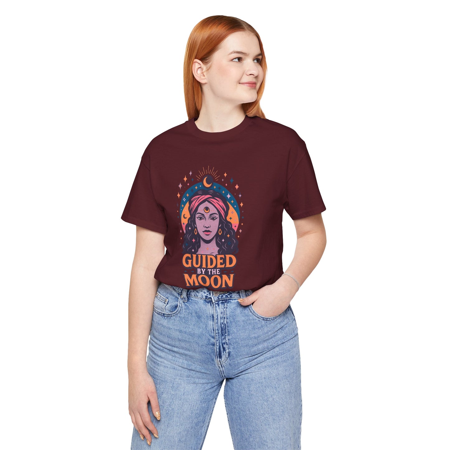 Moon Phase T-Shirt, Celestial Astrology Tee, Spiritual Unisex Top, Witchy Moon Lover Gift, Guided by the Moon Shirt, Mystical Graphic Tee