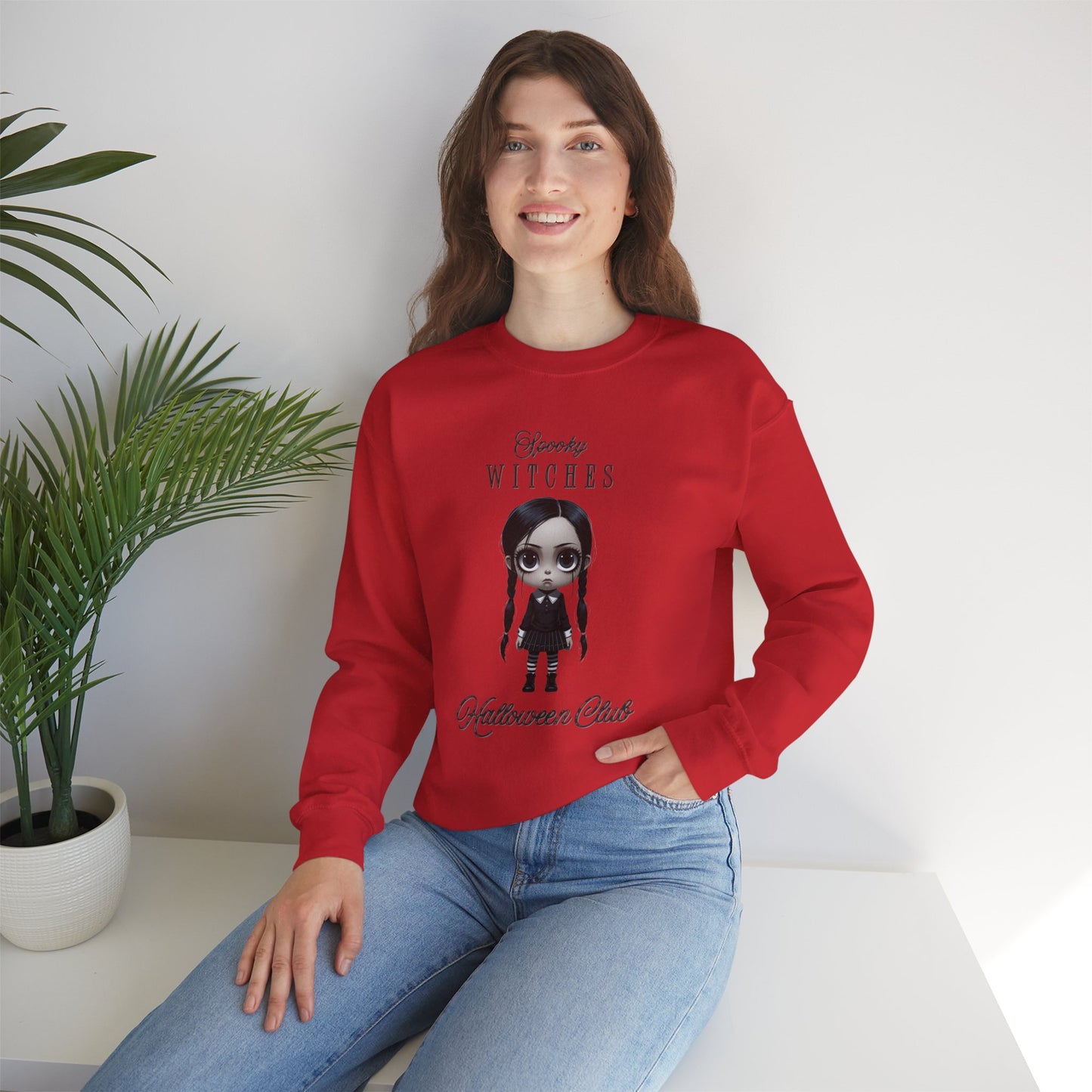 Spooky Witches Halloween Club Sweatshirt, Gothic Witch Pullover, Creepy Cute Wednesday Addams Aesthetic, Gildan 18000, Halloween Costume,