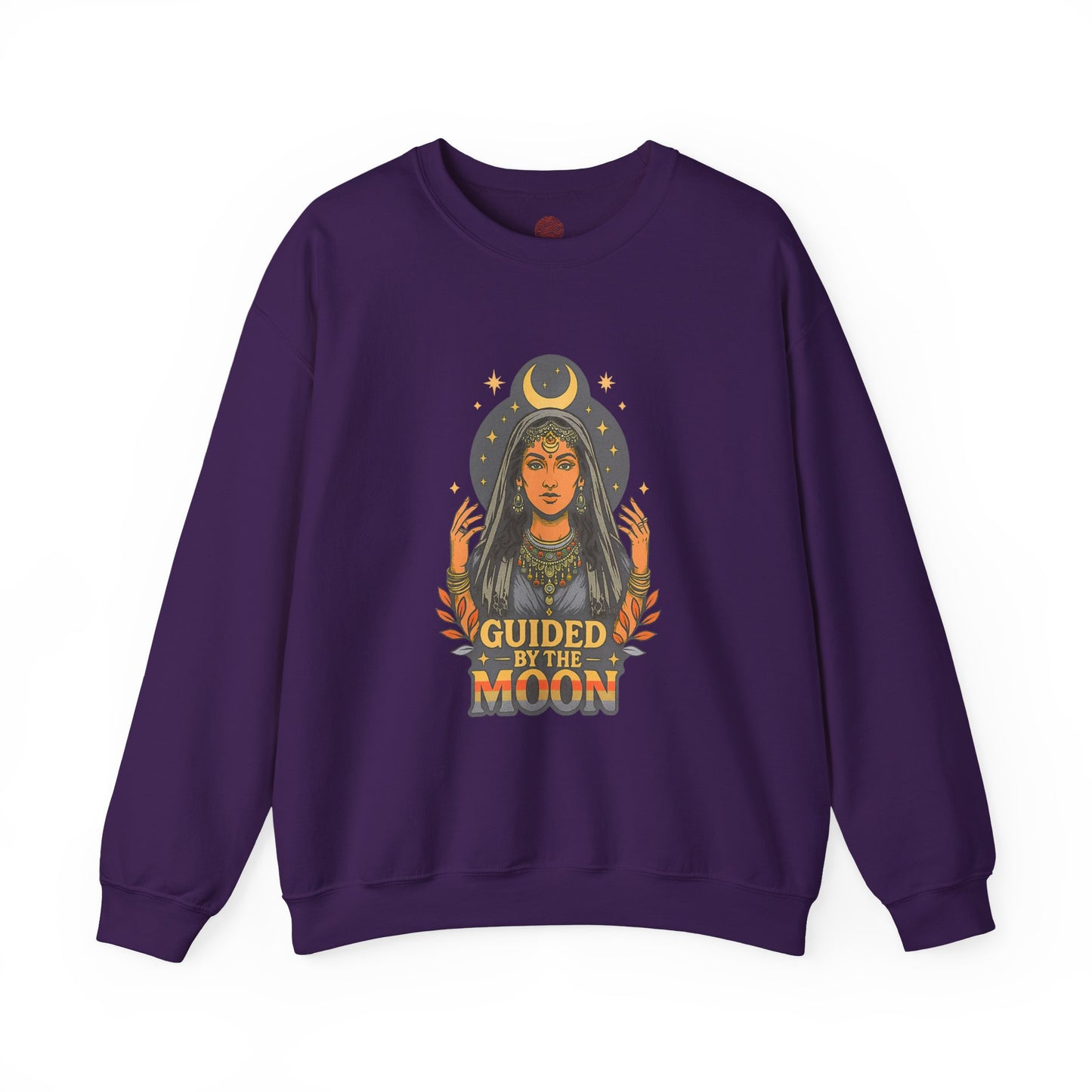 Guided by the Moon Sweatshirt, Celestial Graphic Pullover, Moon Phase Cozy Top, Astrology Gift, Gildan 18000 Sweatshirt
