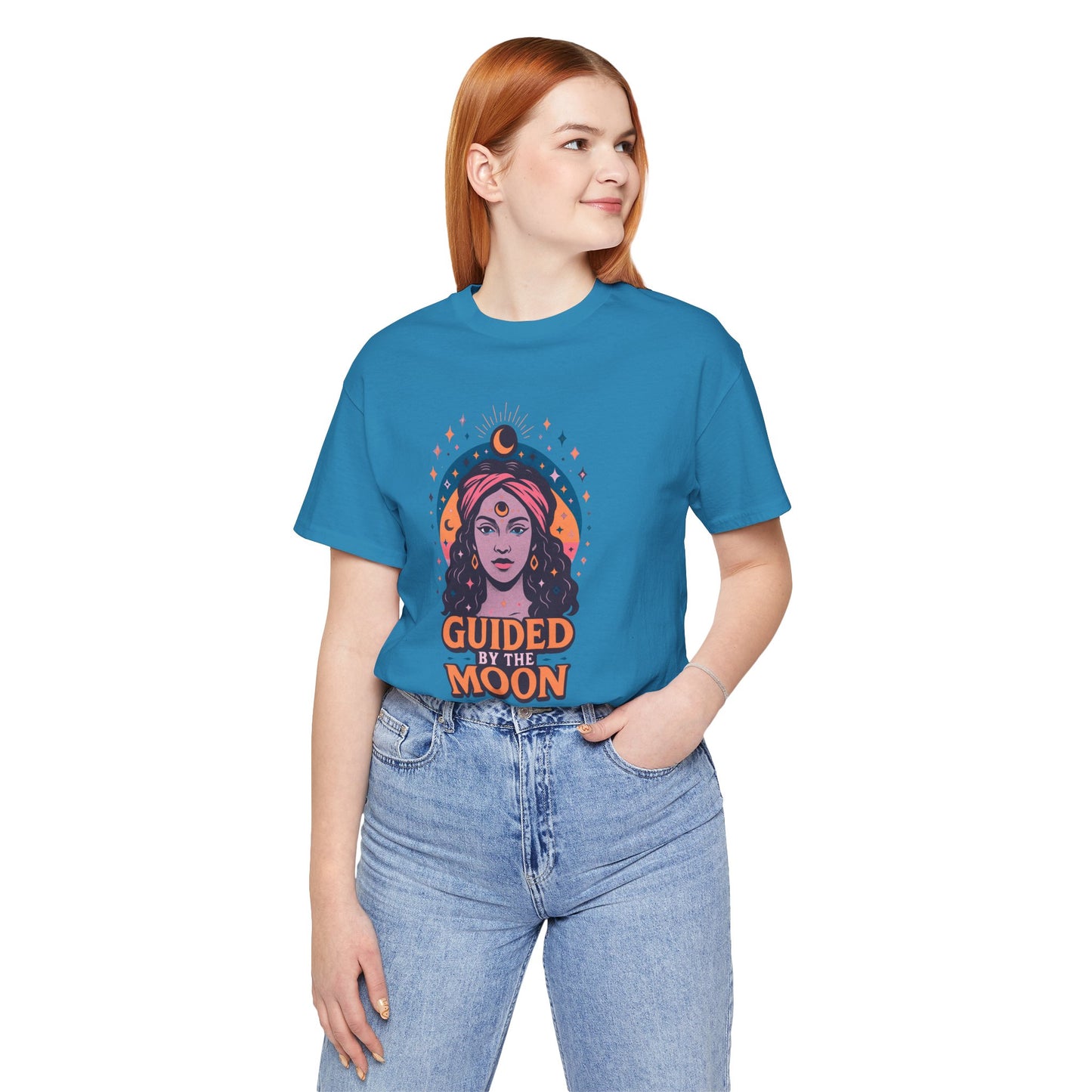 Moon Phase T-Shirt, Celestial Astrology Tee, Spiritual Unisex Top, Witchy Moon Lover Gift, Guided by the Moon Shirt, Mystical Graphic Tee