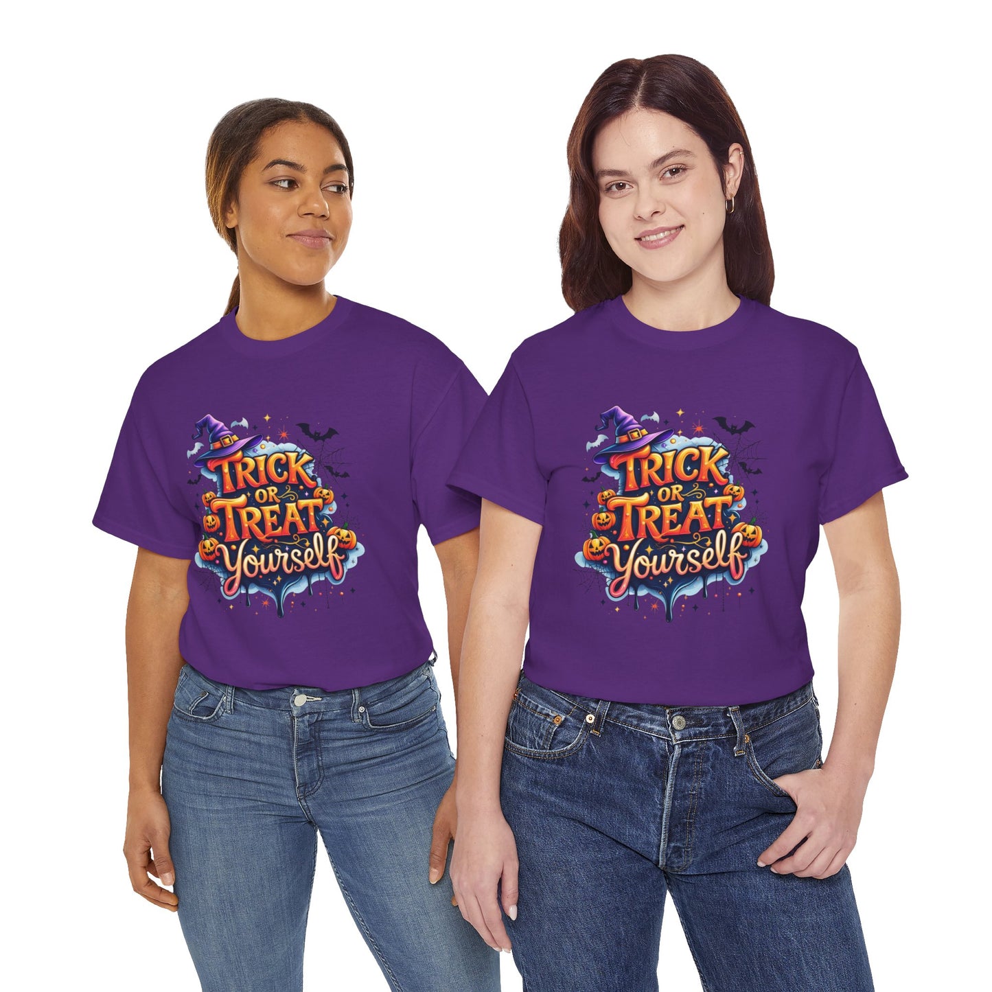 Trick or Treat Yourself Halloween Shirt | Funny Witch Pumpkin Graphic Tee | Spooky Unisex Costume T-Shirt | Cute Halloween Party Top