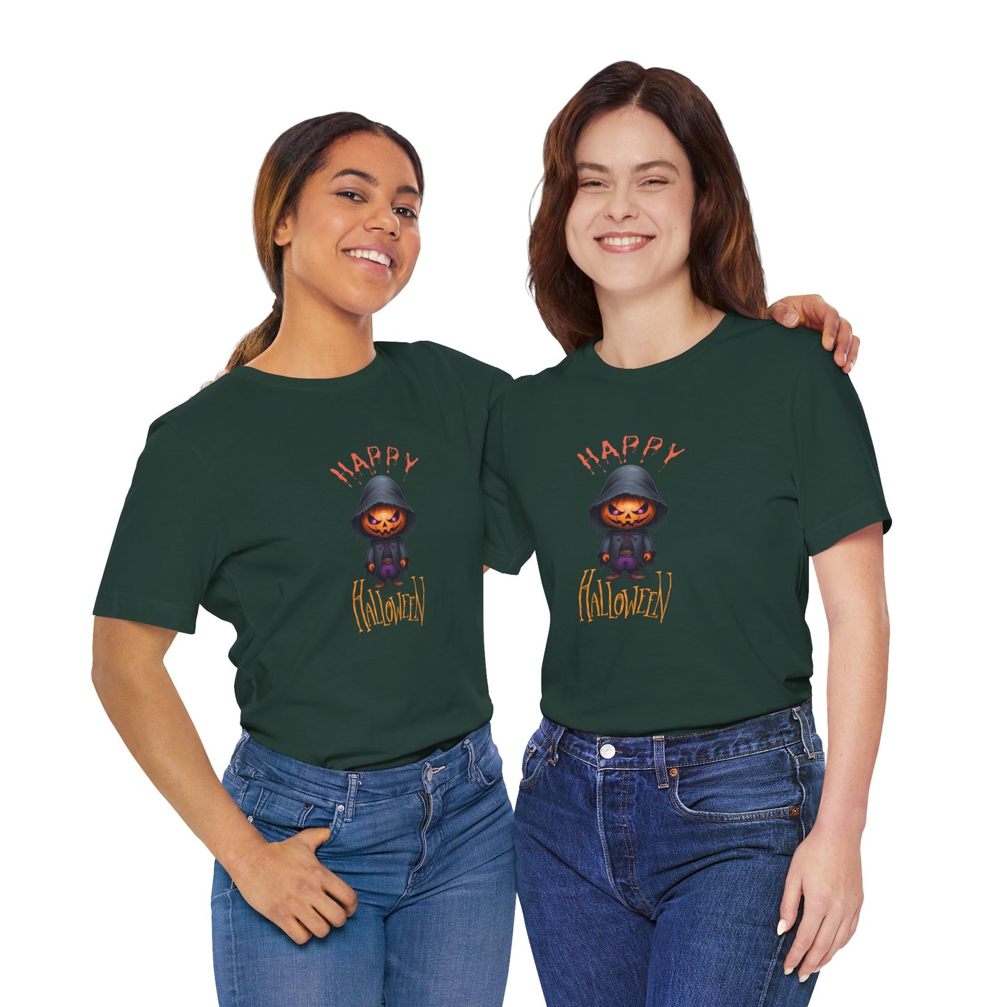Happy Halloween Pumpkin Head Shirt – Spooky Jack O’Lantern Graphic Tee – Bella Canvas 3001 Unisex T-Shirt