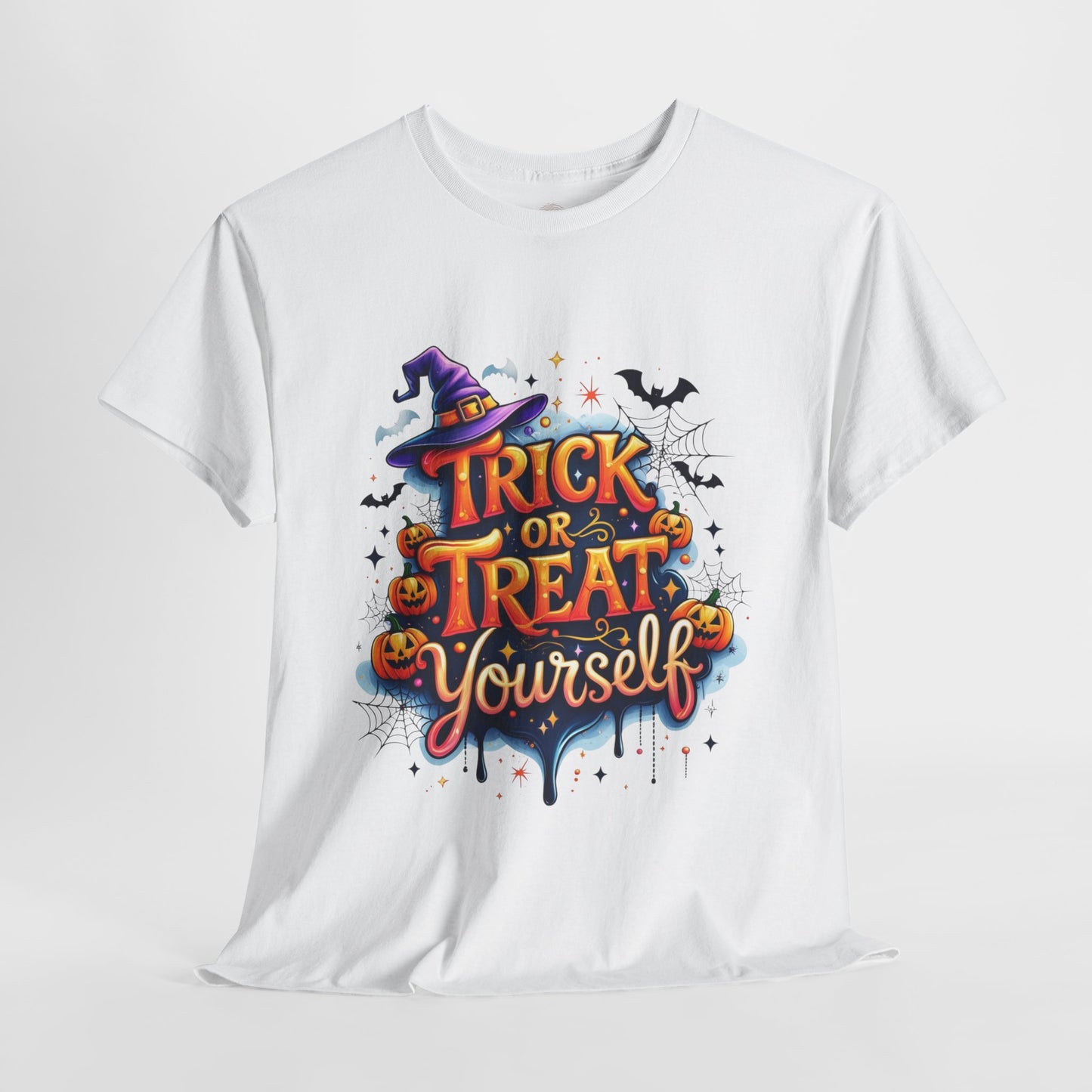 Trick or Treat Yourself Halloween Shirt | Funny Witch Pumpkin Graphic Tee | Spooky Unisex Costume T-Shirt | Cute Halloween Party Top