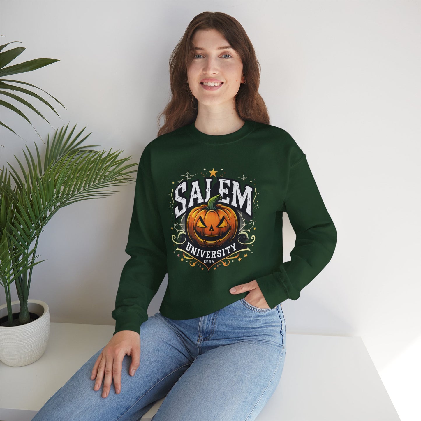 Salem University Jack-O’-Lantern – Unisex Gildan Heavy Blend Crewneck Sweatshirt