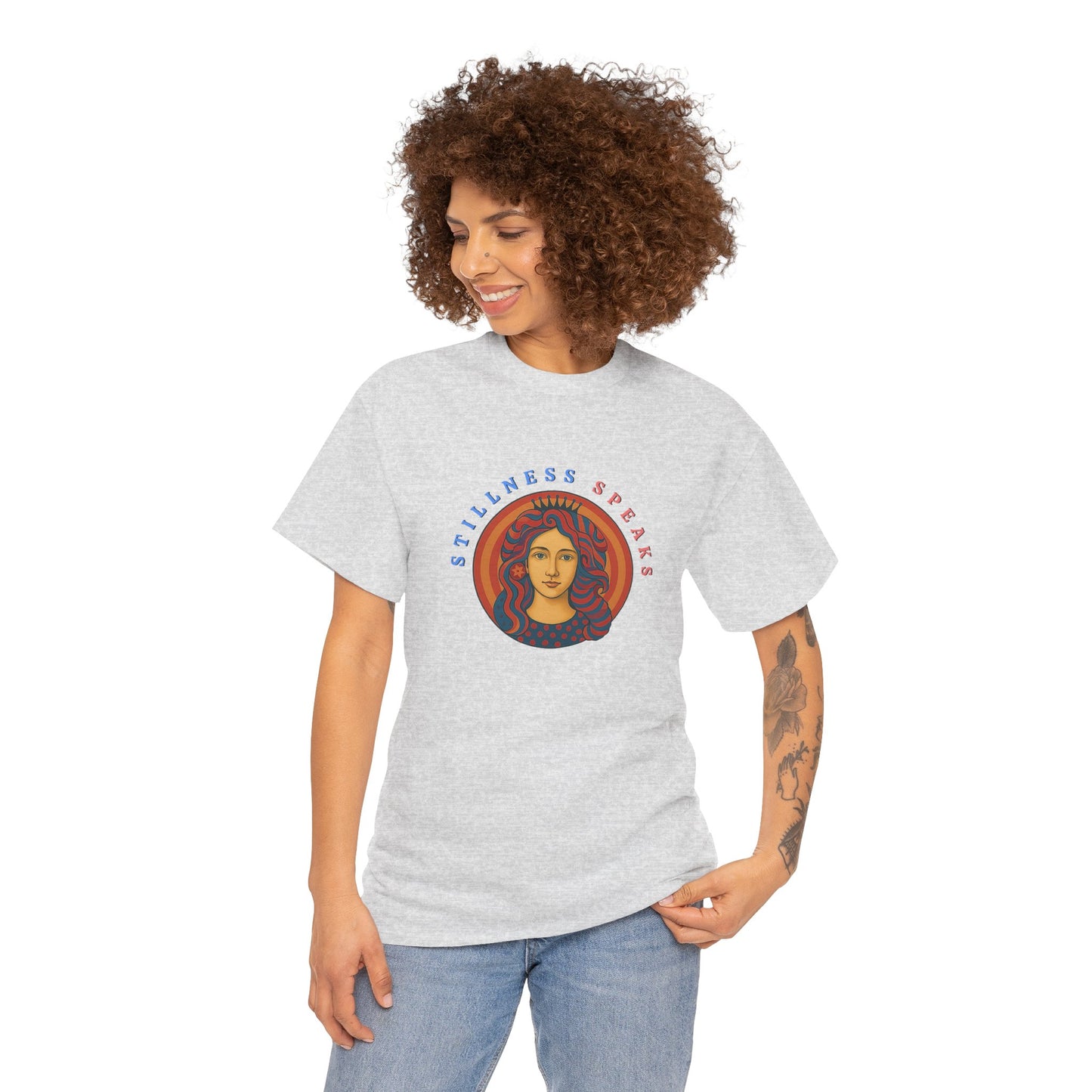 Stillness Speaks T-Shirt, Psychedelic Retro Graphic Tee, Spiritual Mystic Woman Shirt, 70s Boho Aesthetic Top, Inner Peace Gift, Unisex