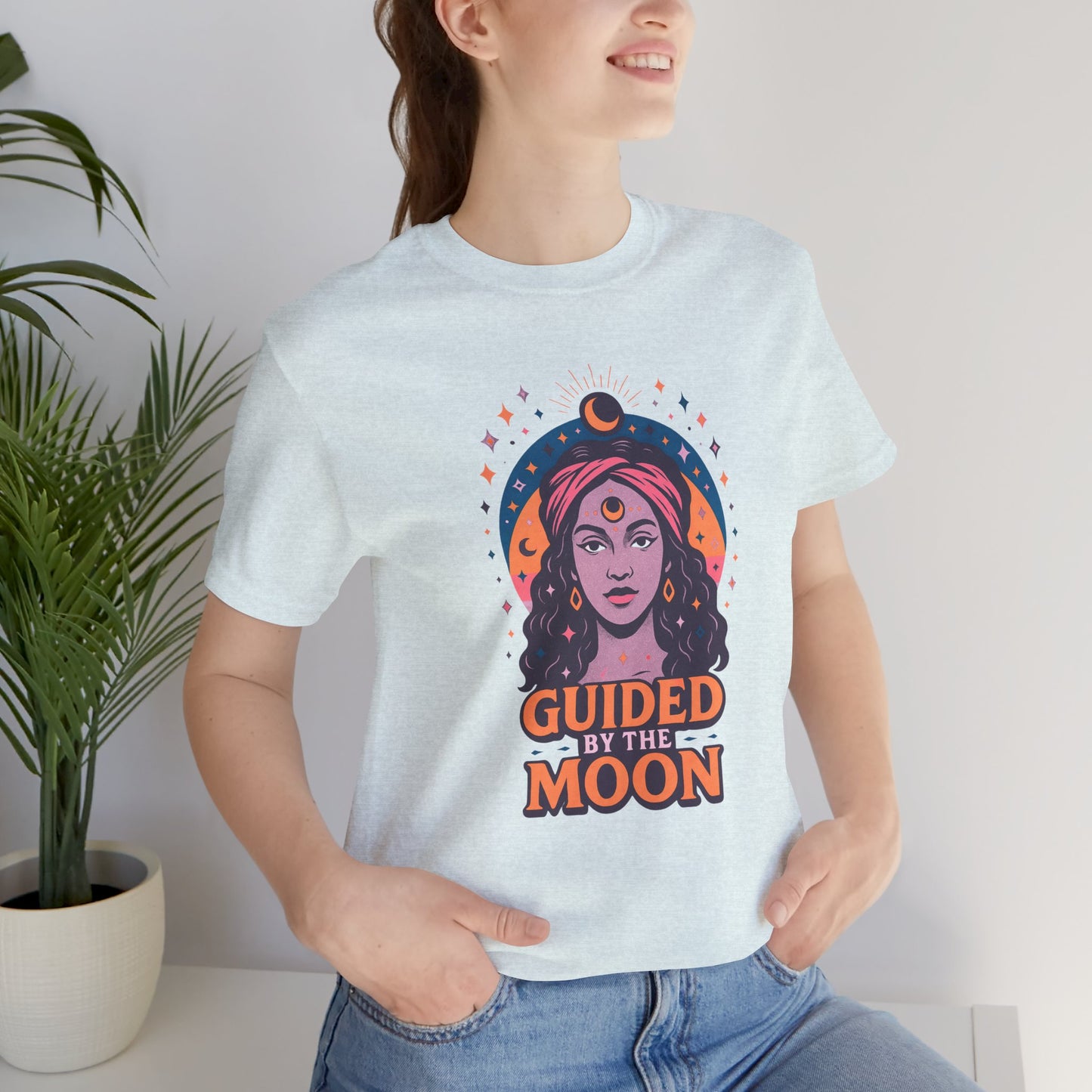 Moon Phase T-Shirt, Celestial Astrology Tee, Spiritual Unisex Top, Witchy Moon Lover Gift, Guided by the Moon Shirt, Mystical Graphic Tee