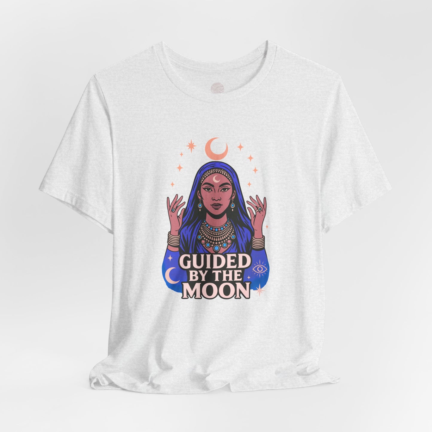 Guided by the Moon T Shirt, Mystical Celestial Graphic Tee, Spiritual Astrology Unisex Top, Moon Phase Witchy Gift for Moon Lovers - Unisex