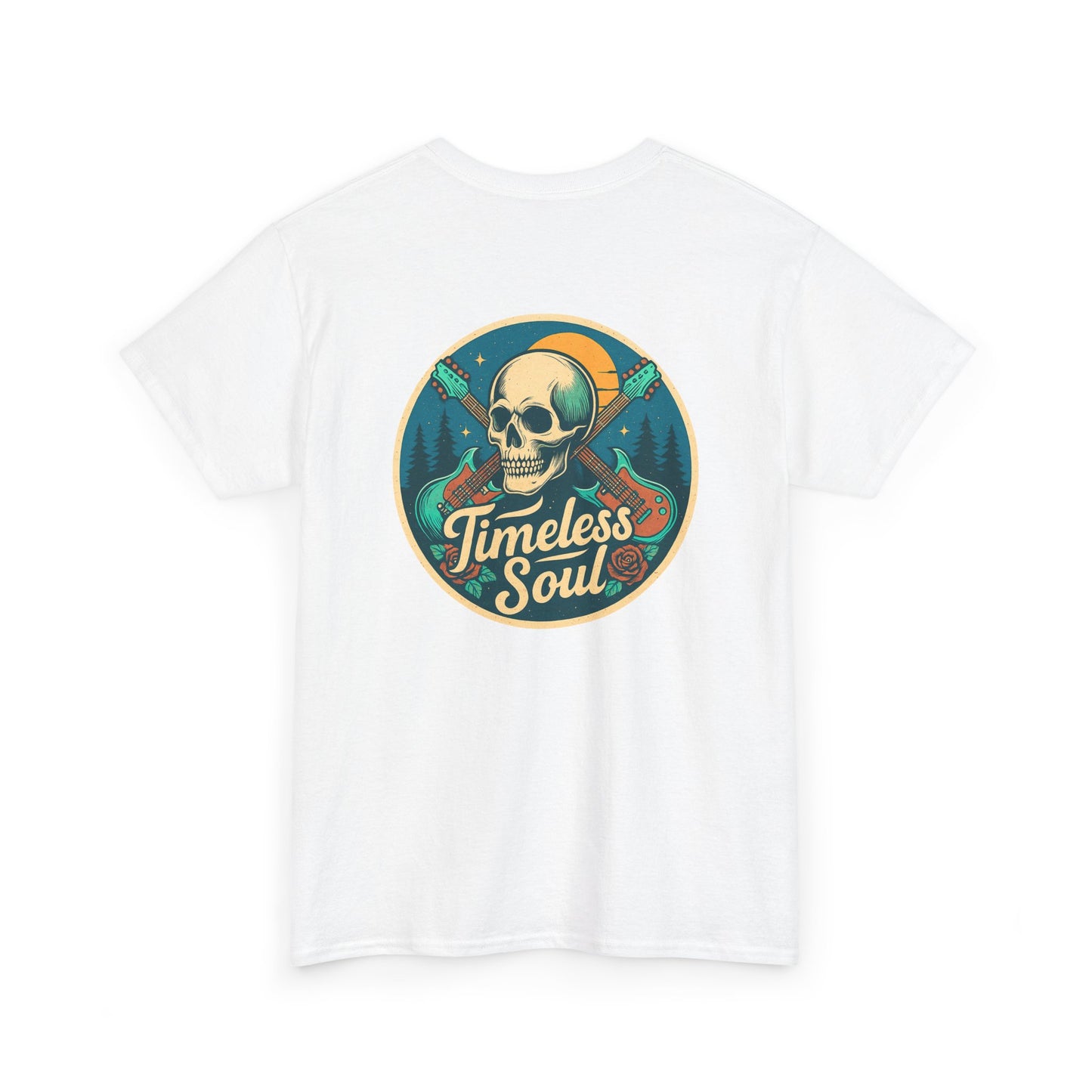 Timeless Soul Rock T-Shirt - Retro Skull and Guitars Graphic Tee, Vintage Rock & Roll Band Shirt, Gothic Music Festival Unisex Top,