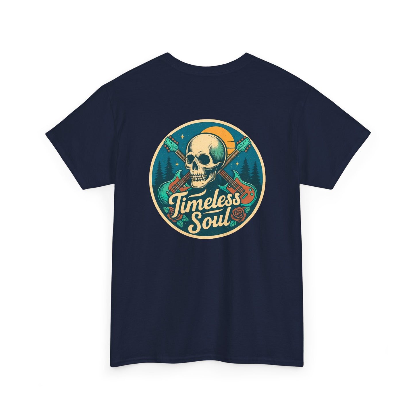 Timeless Soul Rock T-Shirt - Retro Skull and Guitars Graphic Tee, Vintage Rock & Roll Band Shirt, Gothic Music Festival Unisex Top,