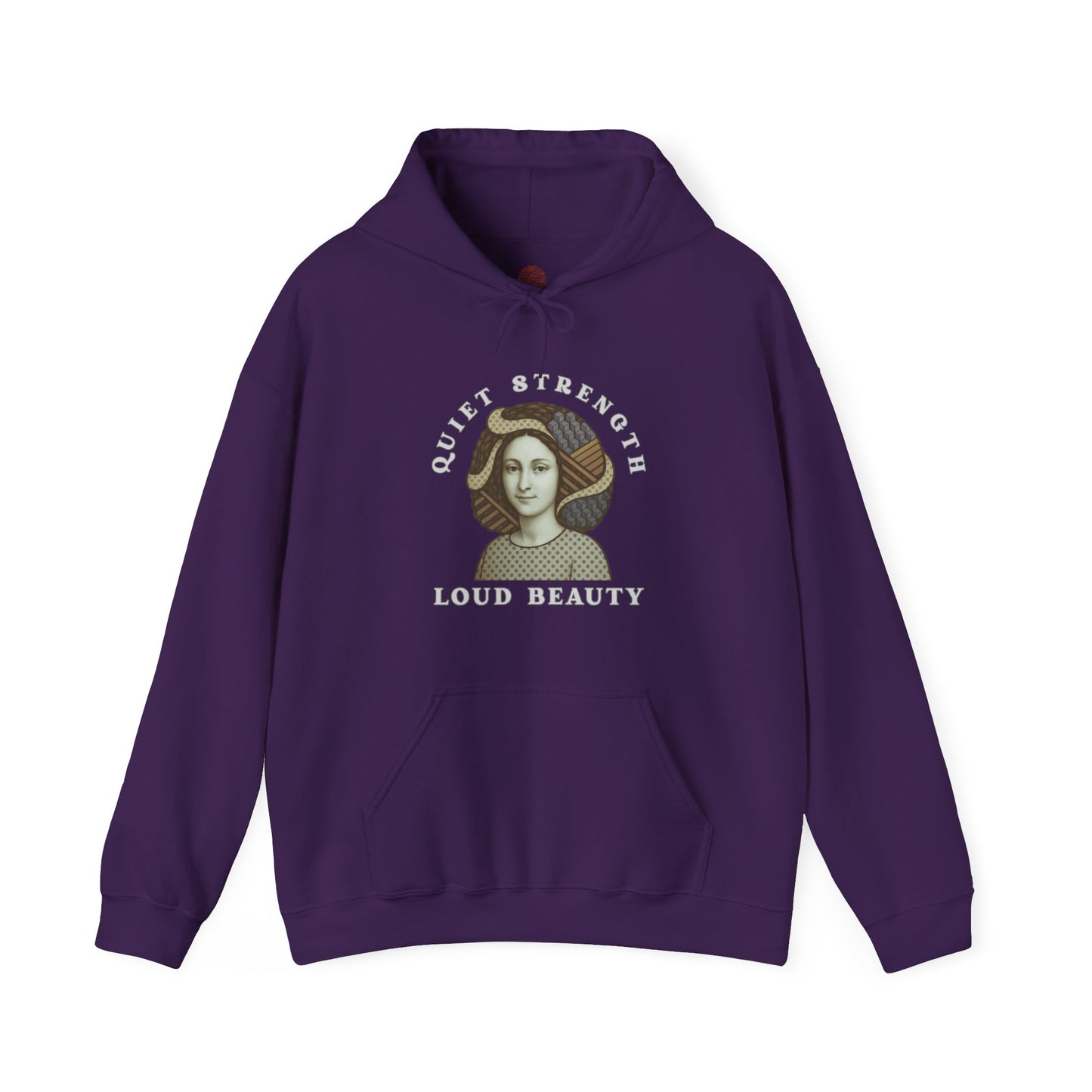 Quiet Strength Loud Beauty Unisex Hoodie, Gildan 18500 Sweatshirt, Feminist Empowerment Pullover, Retro Art Style Hooded Jumper, Graphic