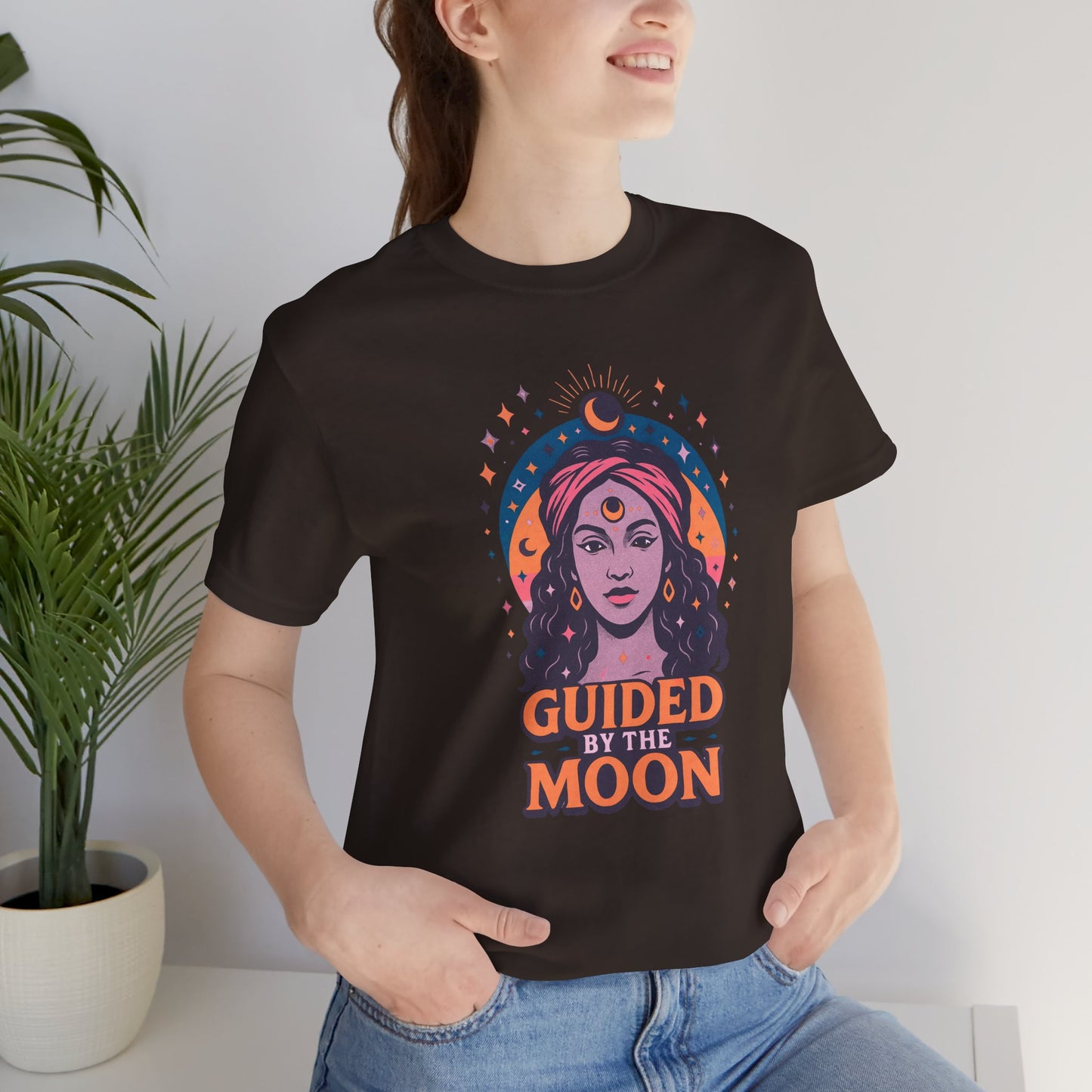 Moon Phase T-Shirt, Celestial Astrology Tee, Spiritual Unisex Top, Witchy Moon Lover Gift, Guided by the Moon Shirt, Mystical Graphic Tee
