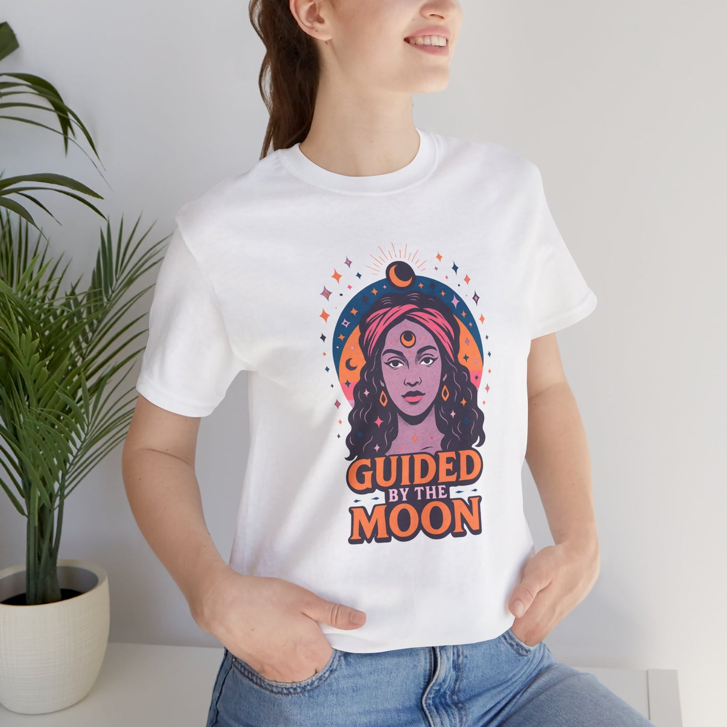Moon Phase T-Shirt, Celestial Astrology Tee, Spiritual Unisex Top, Witchy Moon Lover Gift, Guided by the Moon Shirt, Mystical Graphic Tee