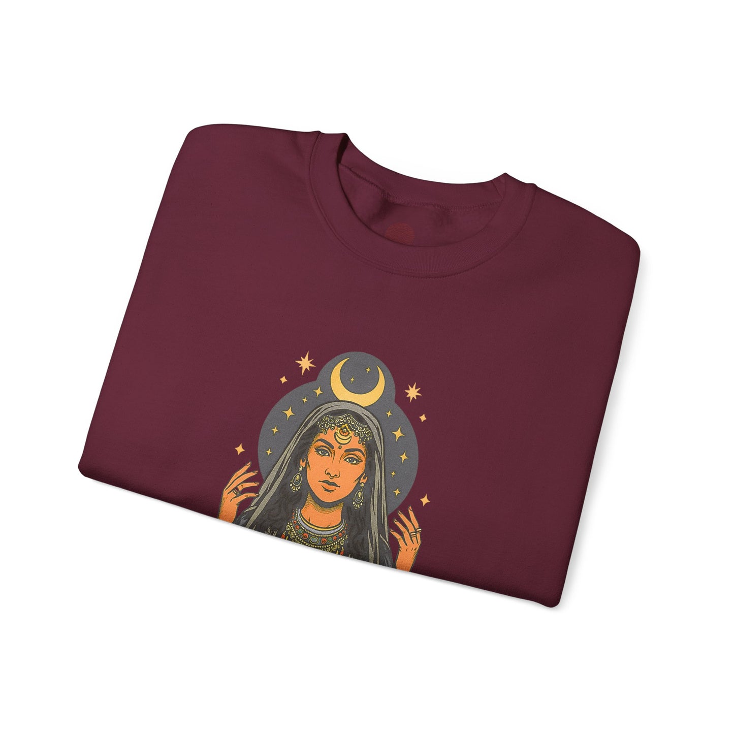 Guided by the Moon Sweatshirt, Celestial Graphic Pullover, Moon Phase Cozy Top, Astrology Gift, Gildan 18000 Sweatshirt
