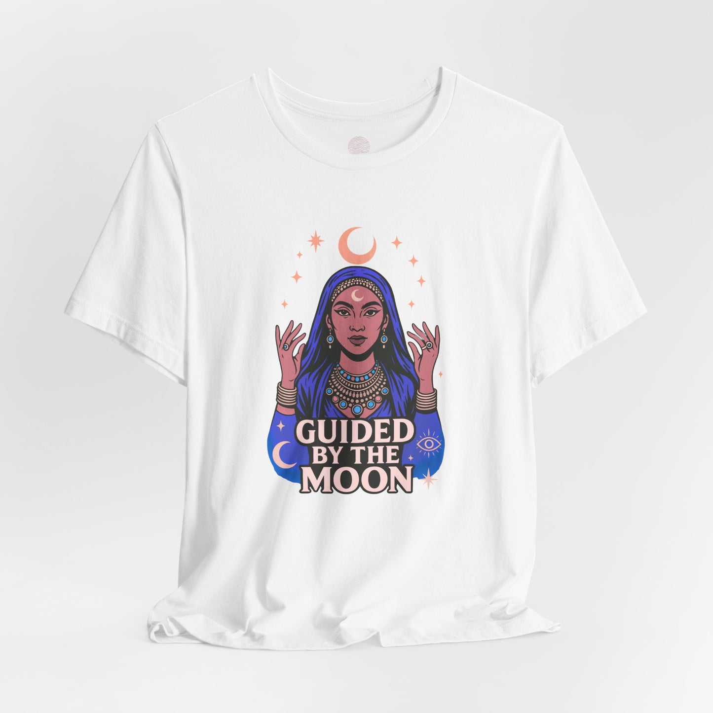 Guided by the Moon T Shirt, Mystical Celestial Graphic Tee, Spiritual Astrology Unisex Top, Moon Phase Witchy Gift for Moon Lovers - Unisex
