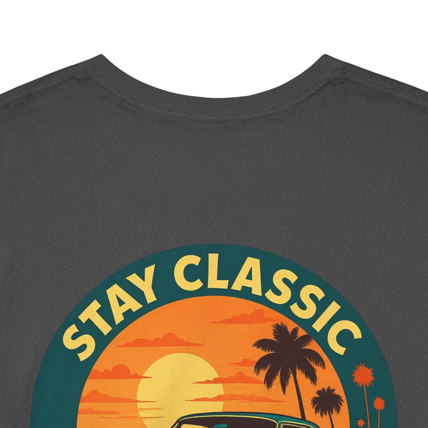 Stay Classic Car T-Shirt | Retro Lowrider Sunset Graphic Tee | Gildan 5000