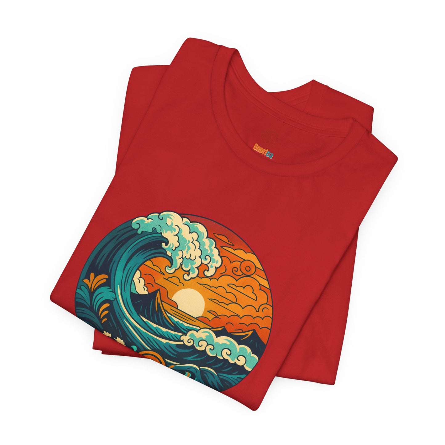 Retro Ocean Wave Sunset T-Shirt, Inspirational Typography Tee, Unisex Graphic Top, Gift for Men & Women, Live Bright Think Deep Shirt