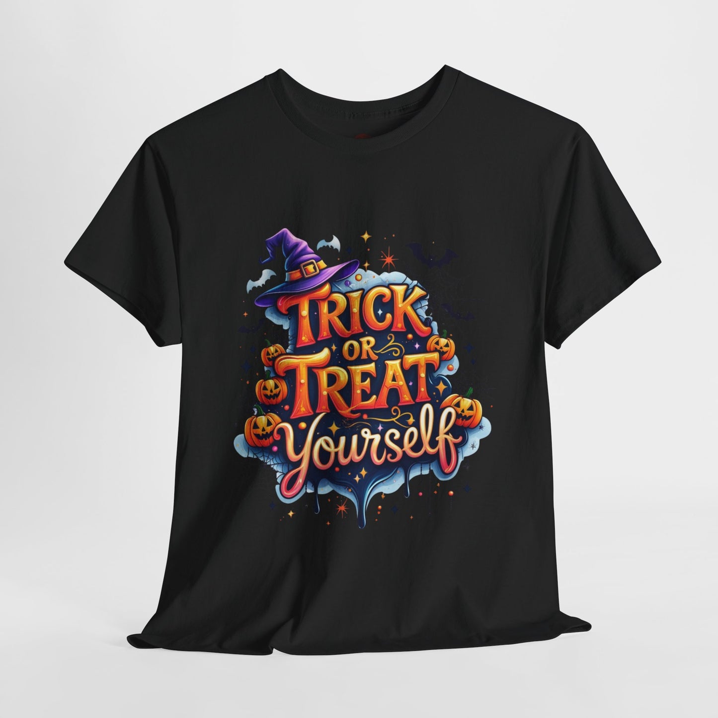 Trick or Treat Yourself Halloween Shirt | Funny Witch Pumpkin Graphic Tee | Spooky Unisex Costume T-Shirt | Cute Halloween Party Top