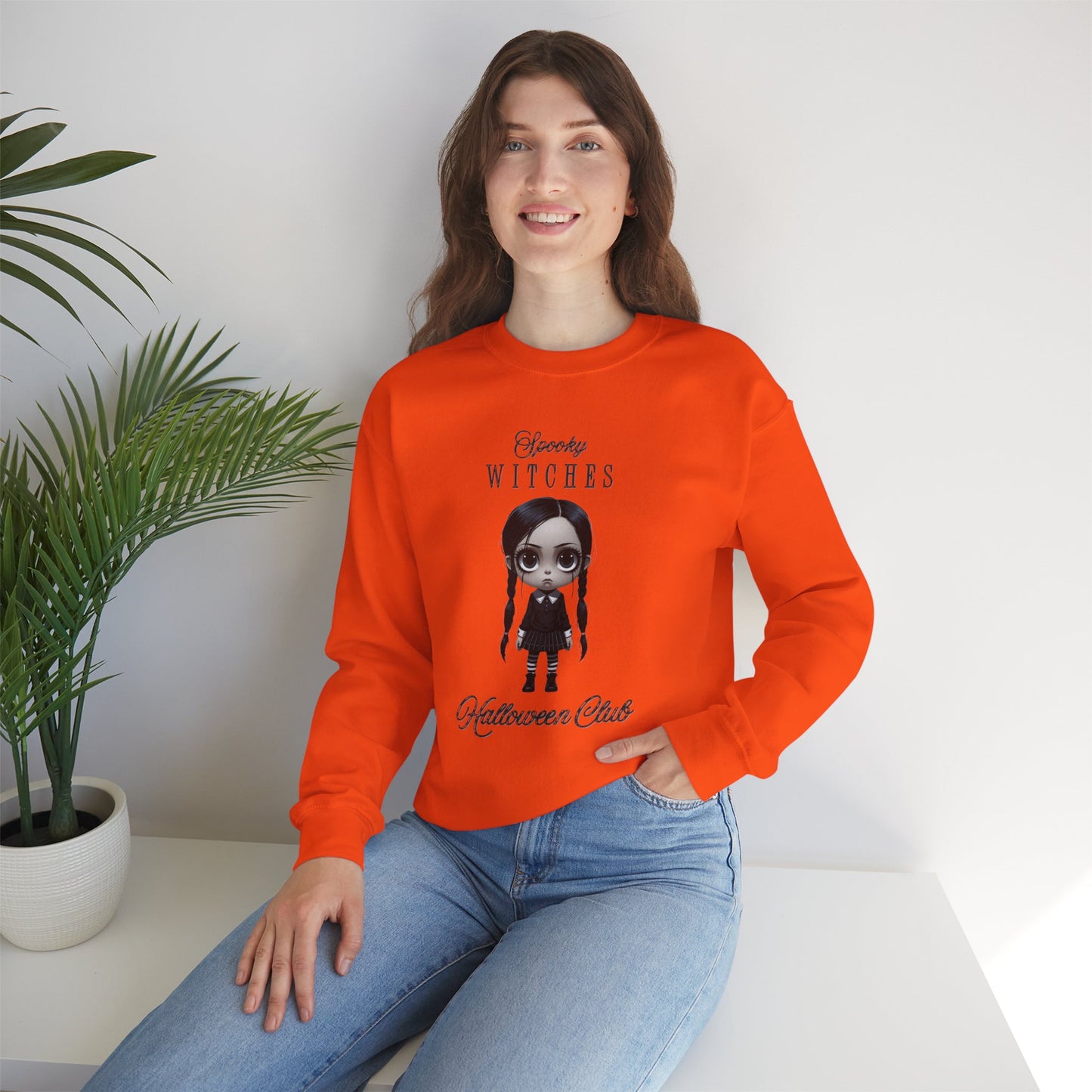Spooky Witches Halloween Club Sweatshirt, Gothic Witch Pullover, Creepy Cute Wednesday Addams Aesthetic, Gildan 18000, Halloween Costume,