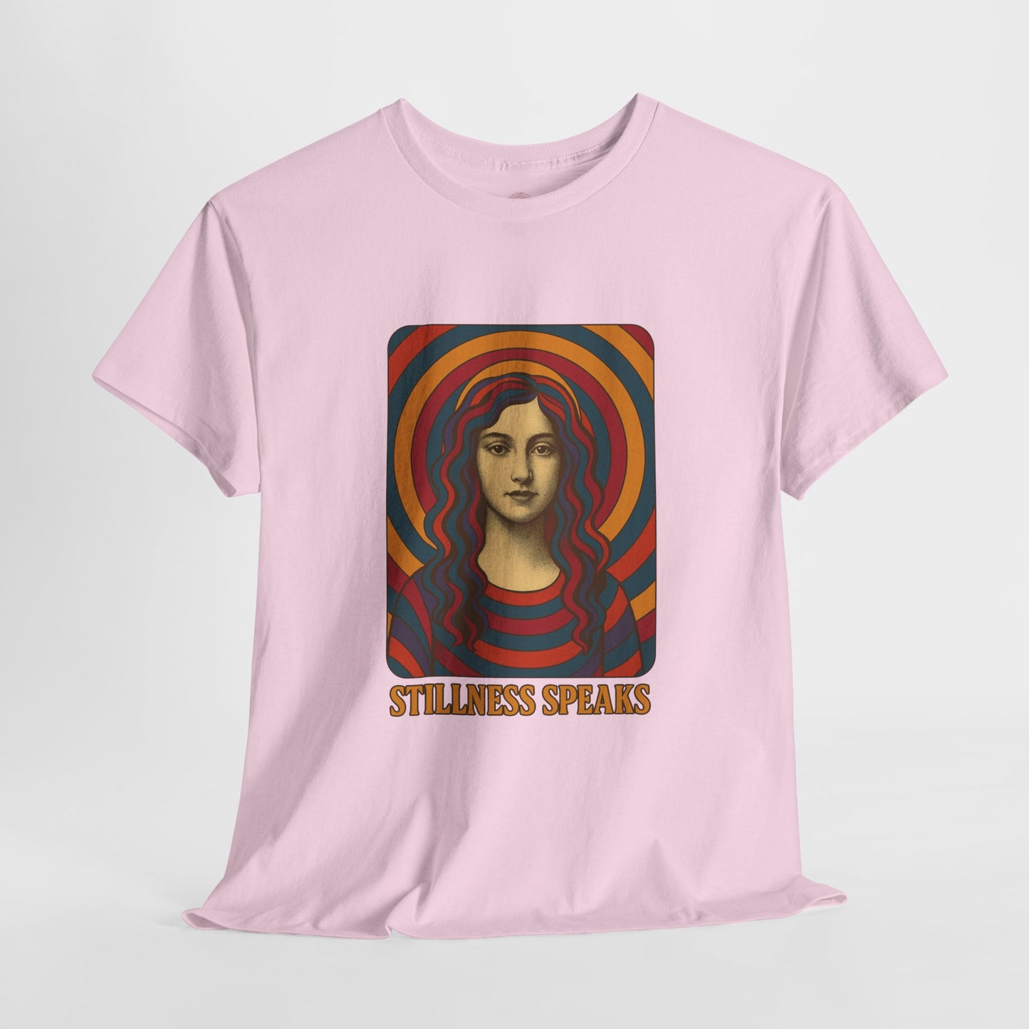 Stillness Speaks Unisex Heavy Cotton Tee, Psychedelic Retro Graphic Shirt, Spiritual Boho Aesthetic Top, Vintage 70s Trippy Tshirt,