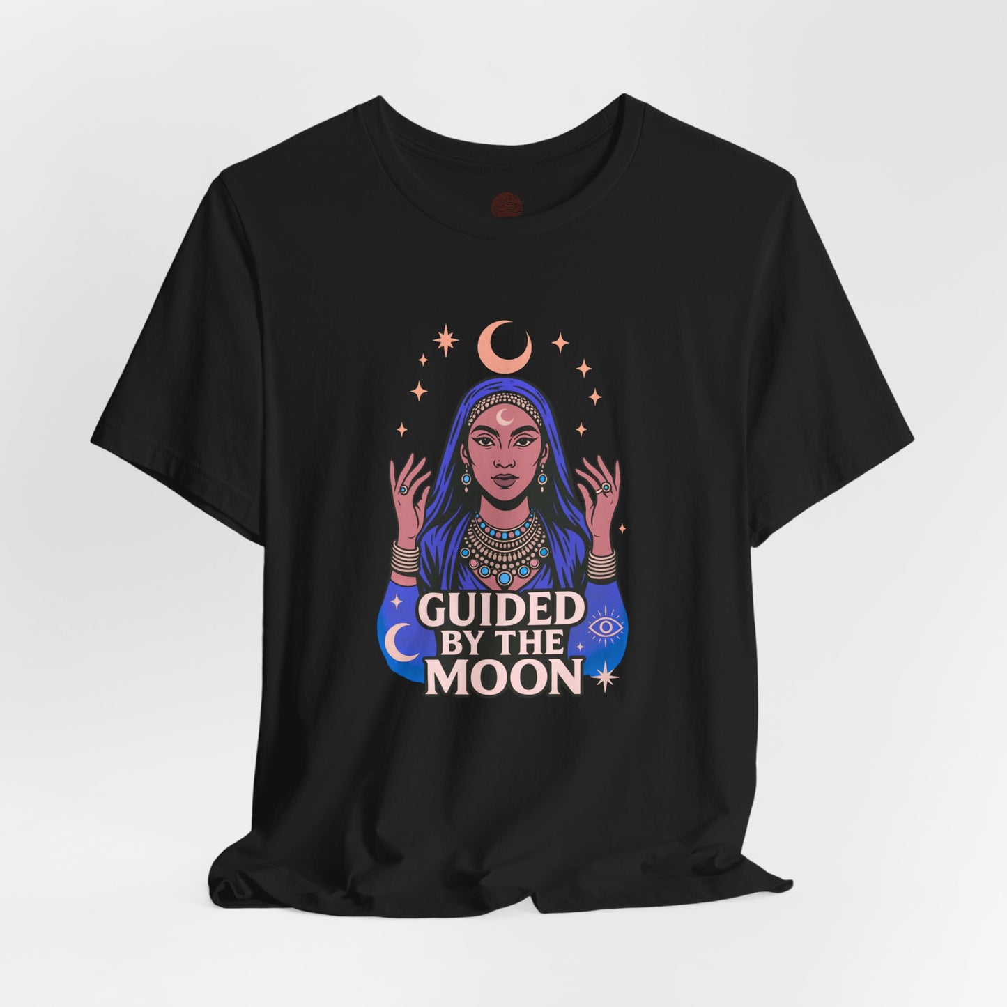 Guided by the Moon T Shirt, Mystical Celestial Graphic Tee, Spiritual Astrology Unisex Top, Moon Phase Witchy Gift for Moon Lovers - Unisex