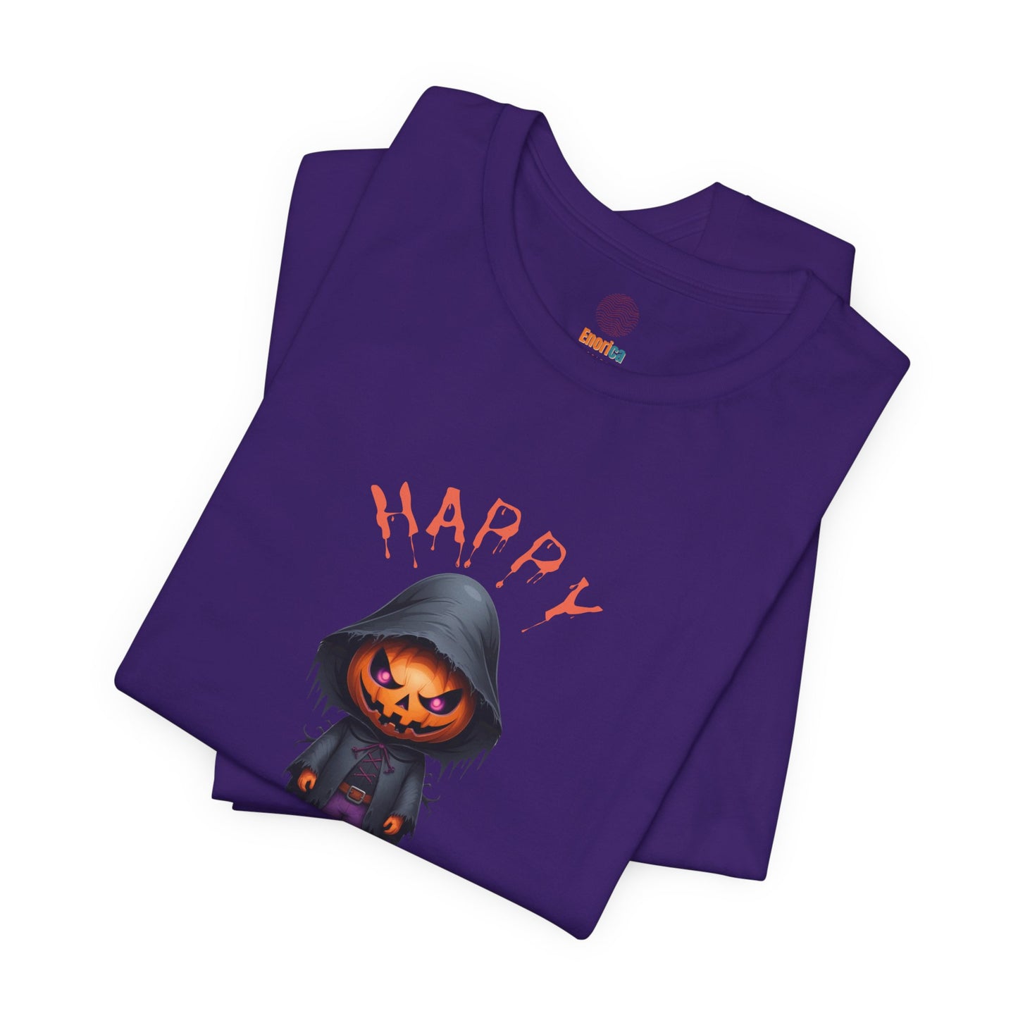 Happy Halloween Pumpkin Head Shirt – Spooky Jack O’Lantern Graphic Tee – Bella Canvas 3001 Unisex T-Shirt