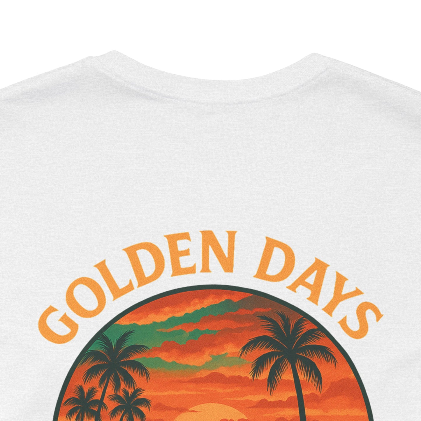 Golden Days Ahead Retro Car T-Shirt, Vintage Classic 50s Tee, Coastal Sunset Palm Trees, Unisex Jersey Shirt, Bella Canvas 3001, Men Women,