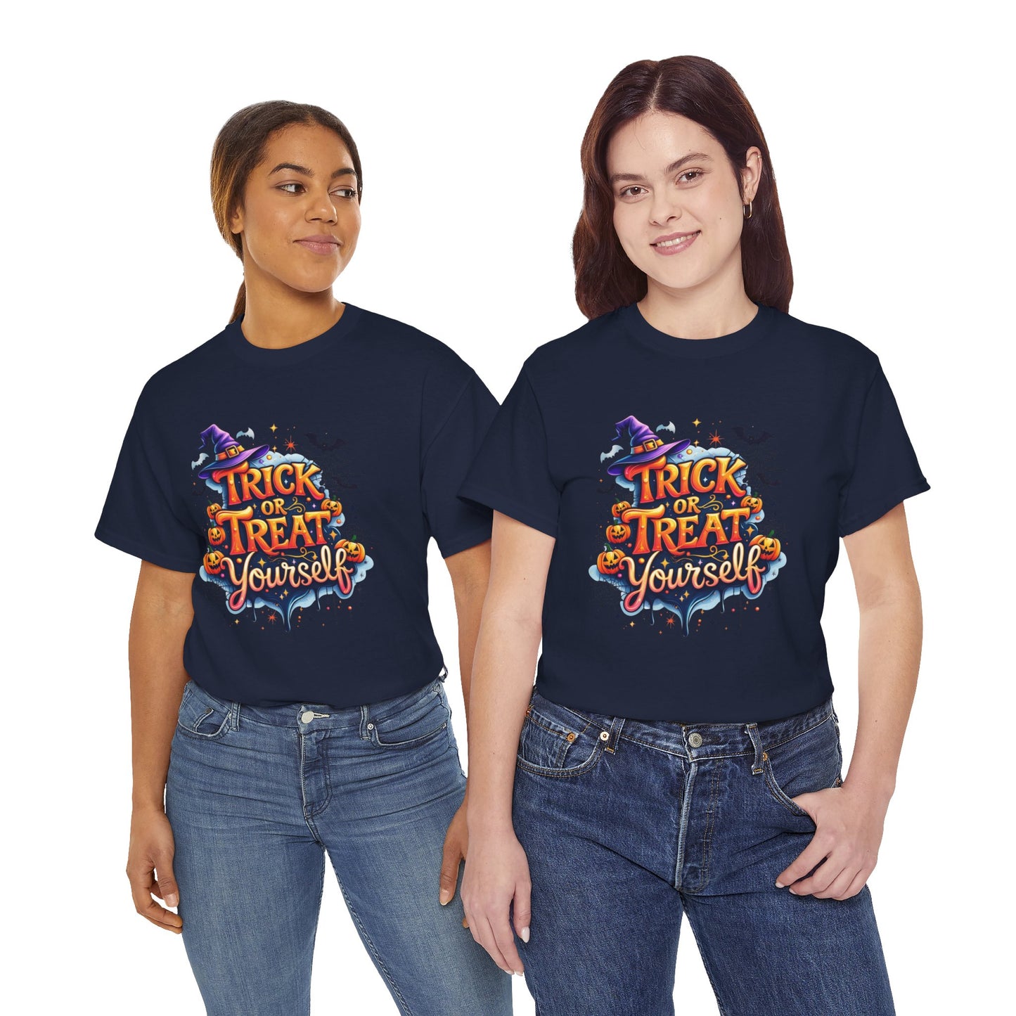 Trick or Treat Yourself Halloween Shirt | Funny Witch Pumpkin Graphic Tee | Spooky Unisex Costume T-Shirt | Cute Halloween Party Top