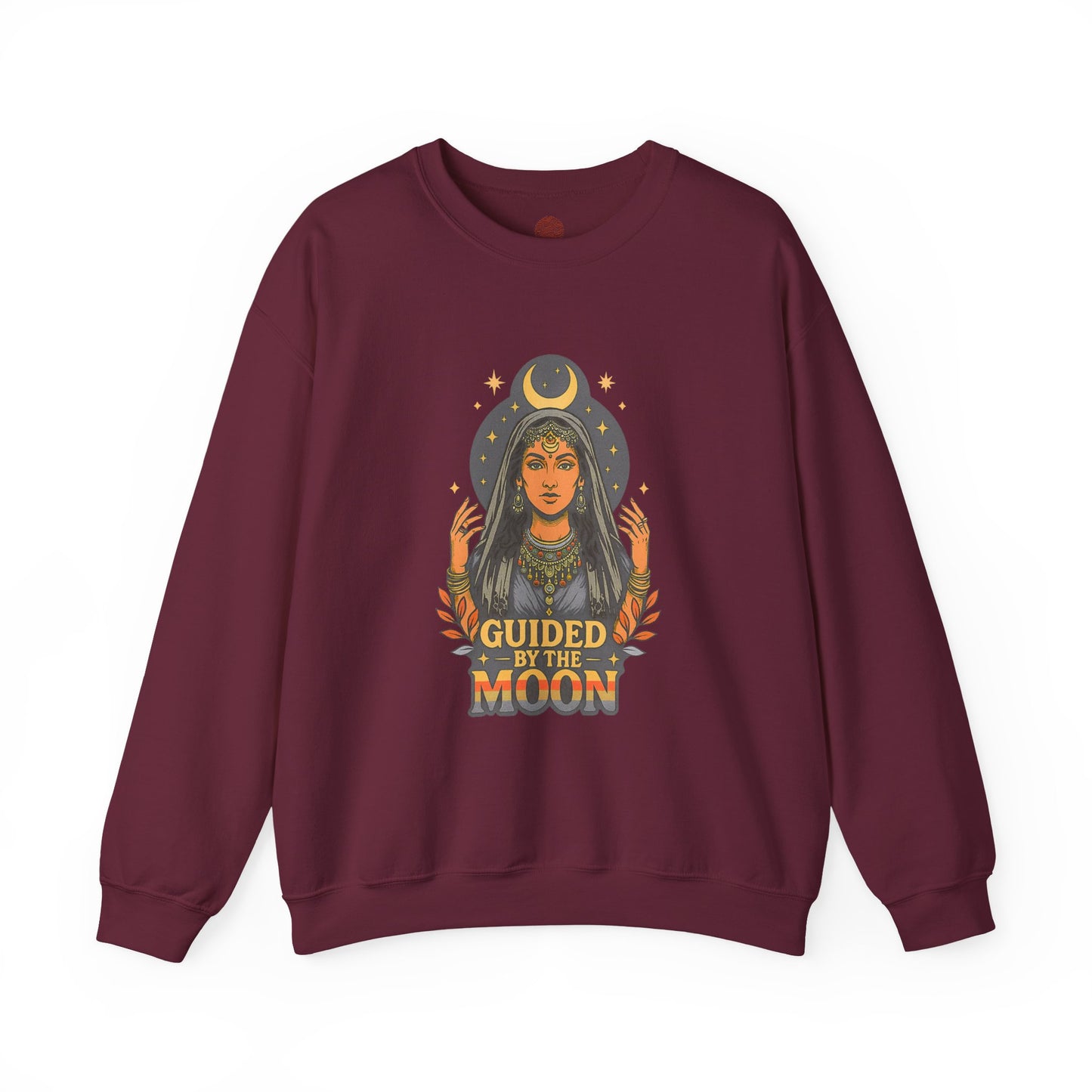 Guided by the Moon Sweatshirt, Celestial Graphic Pullover, Moon Phase Cozy Top, Astrology Gift, Gildan 18000 Sweatshirt