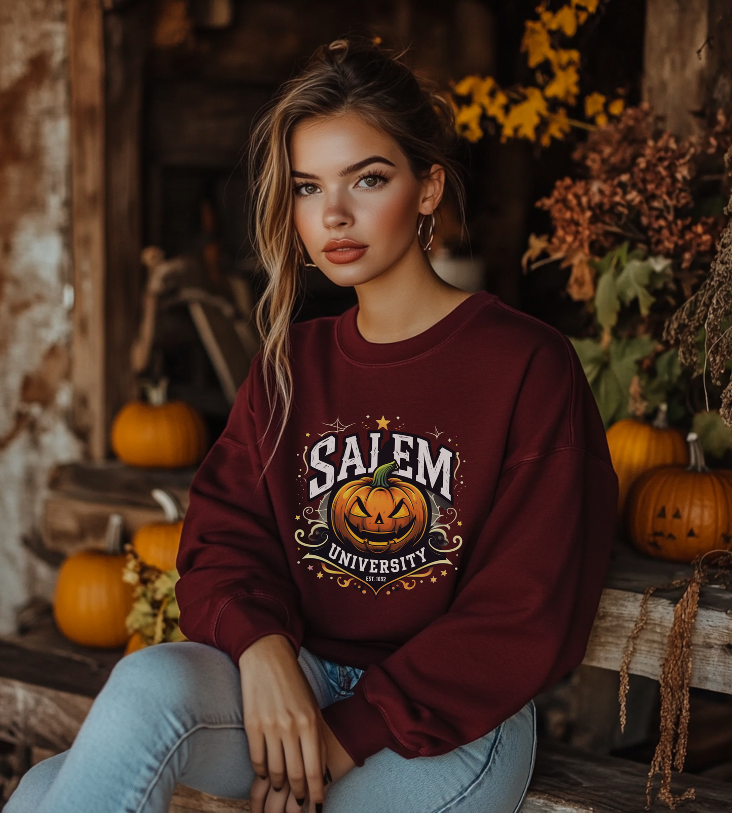 Salem University Jack-O’-Lantern – Unisex Gildan Heavy Blend Crewneck Sweatshirt