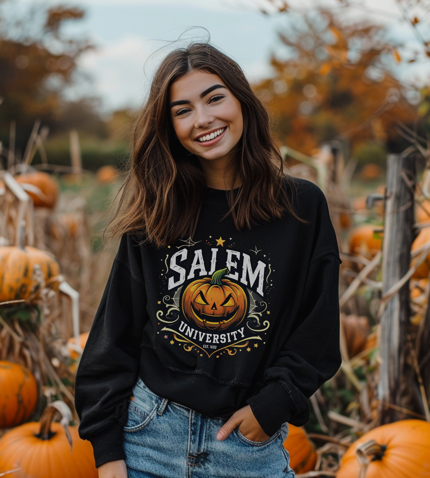 Salem University Jack-O’-Lantern – Unisex Gildan Heavy Blend Crewneck Sweatshirt