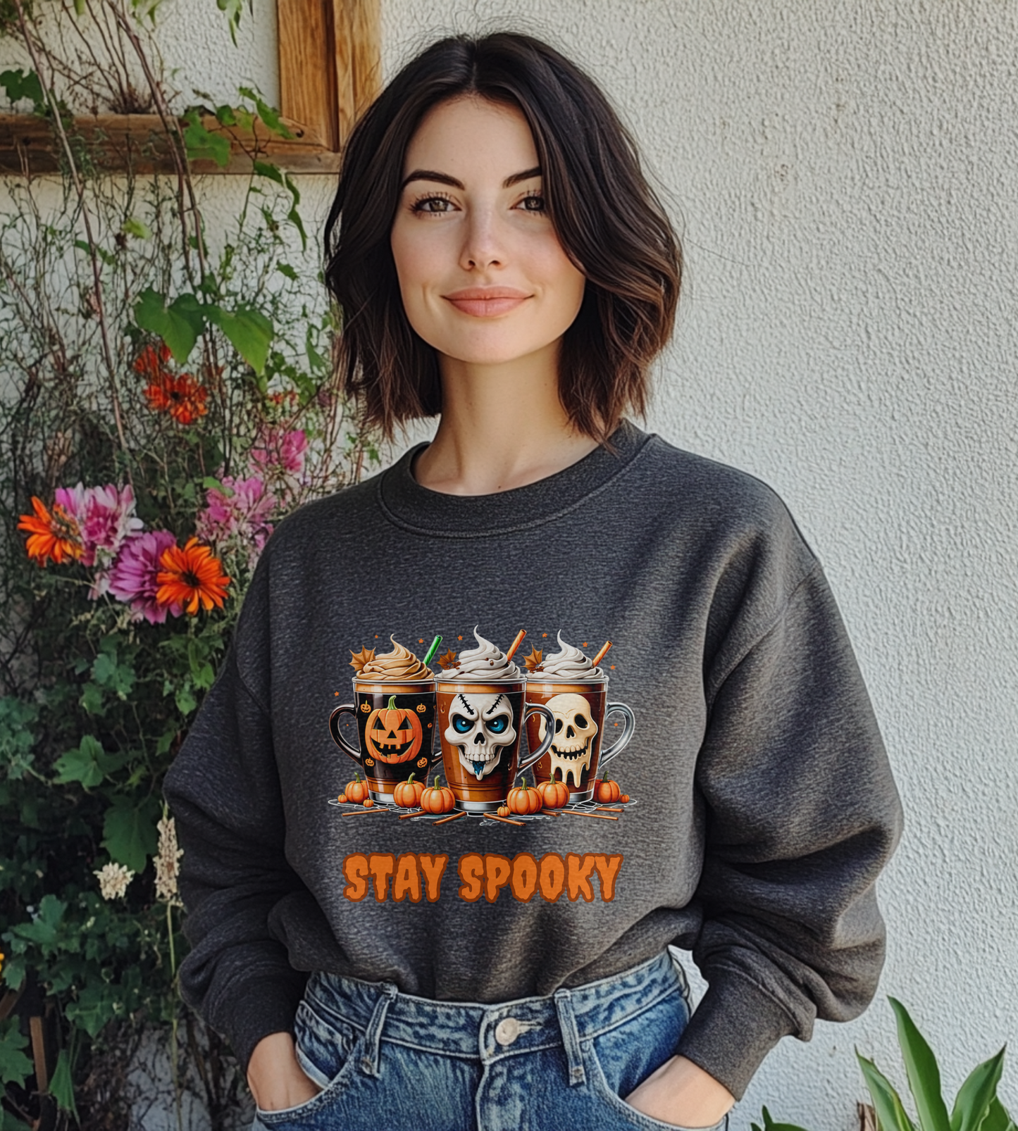Stay Spooky Halloween Sweatshirt – Unisex Gildan Heavy Blend Crewneck Pullover