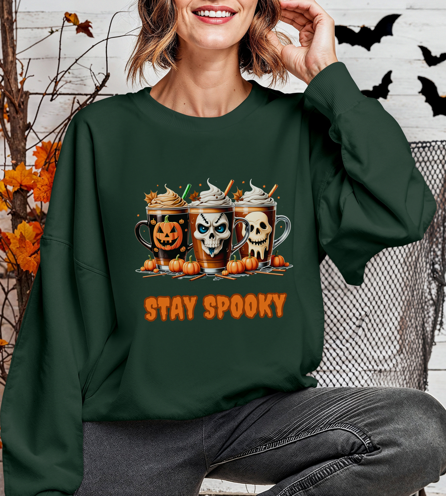 Stay Spooky Halloween Sweatshirt – Unisex Gildan Heavy Blend Crewneck Pullover