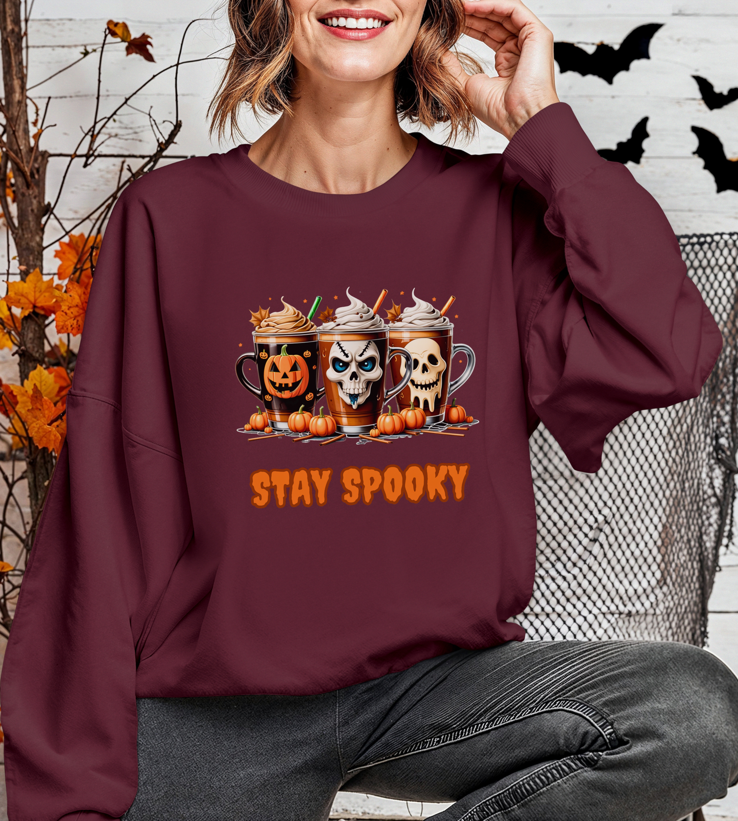 Stay Spooky Halloween Sweatshirt – Unisex Gildan Heavy Blend Crewneck Pullover