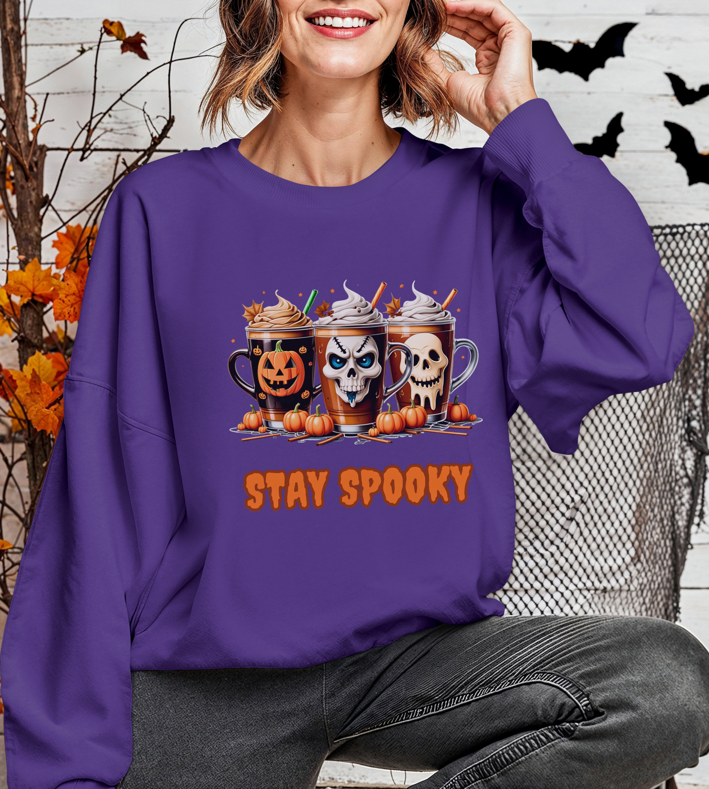 Stay Spooky Halloween Sweatshirt – Unisex Gildan Heavy Blend Crewneck Pullover