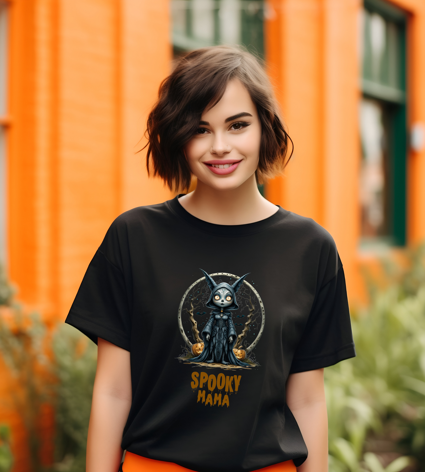 Spooky Mama Halloween Shirt – Gothic Cat Witch Graphic Tee – Bella Canvas 3001 Unisex
