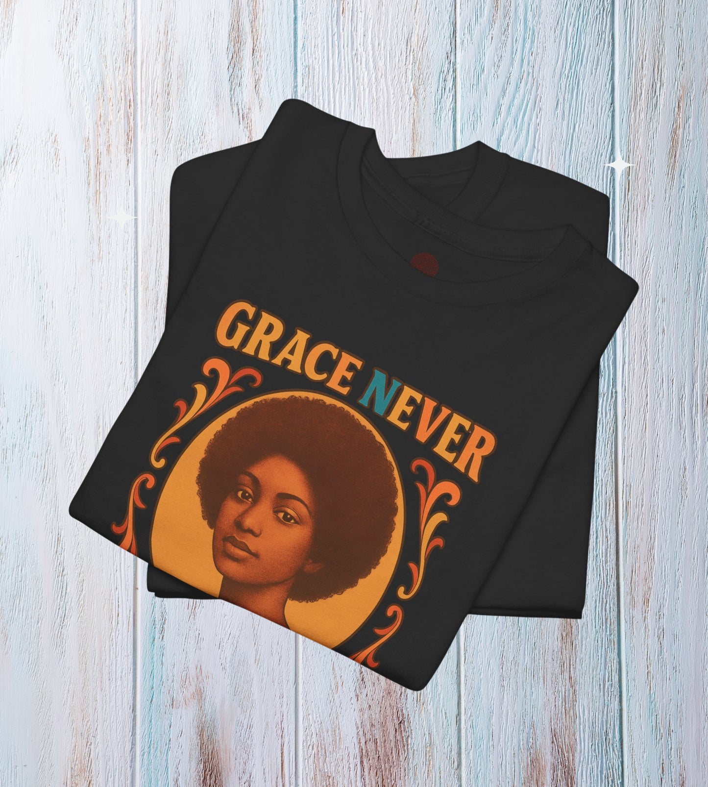 Grace Never Goes Out of Style Gildan 5000 Shirt - Retro Afro Woman Graphic Tee, Vintage 70s Aesthetic T-Shirt, Quote Top