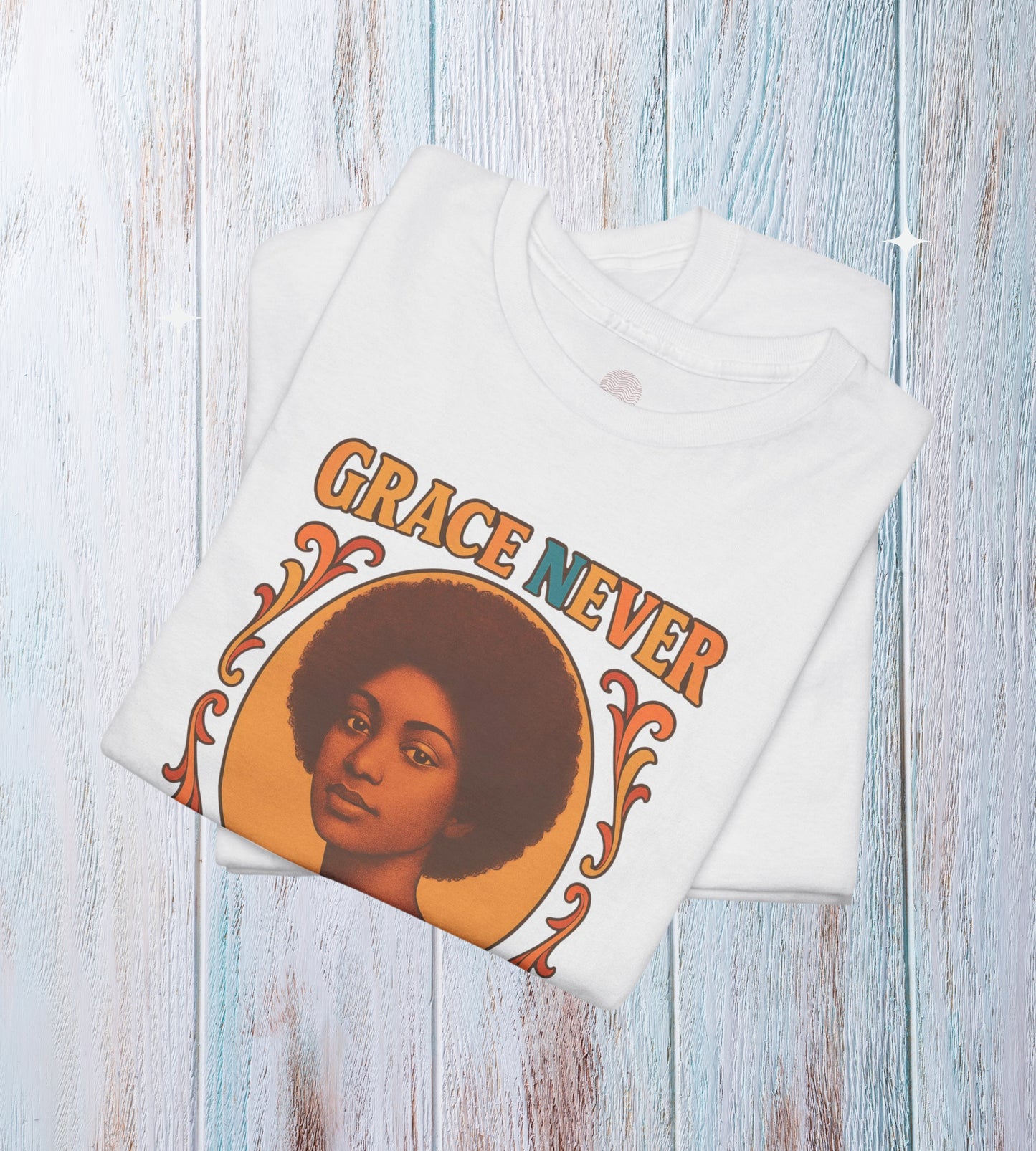 Grace Never Goes Out of Style Gildan 5000 Shirt - Retro Afro Woman Graphic Tee, Vintage 70s Aesthetic T-Shirt, Quote Top
