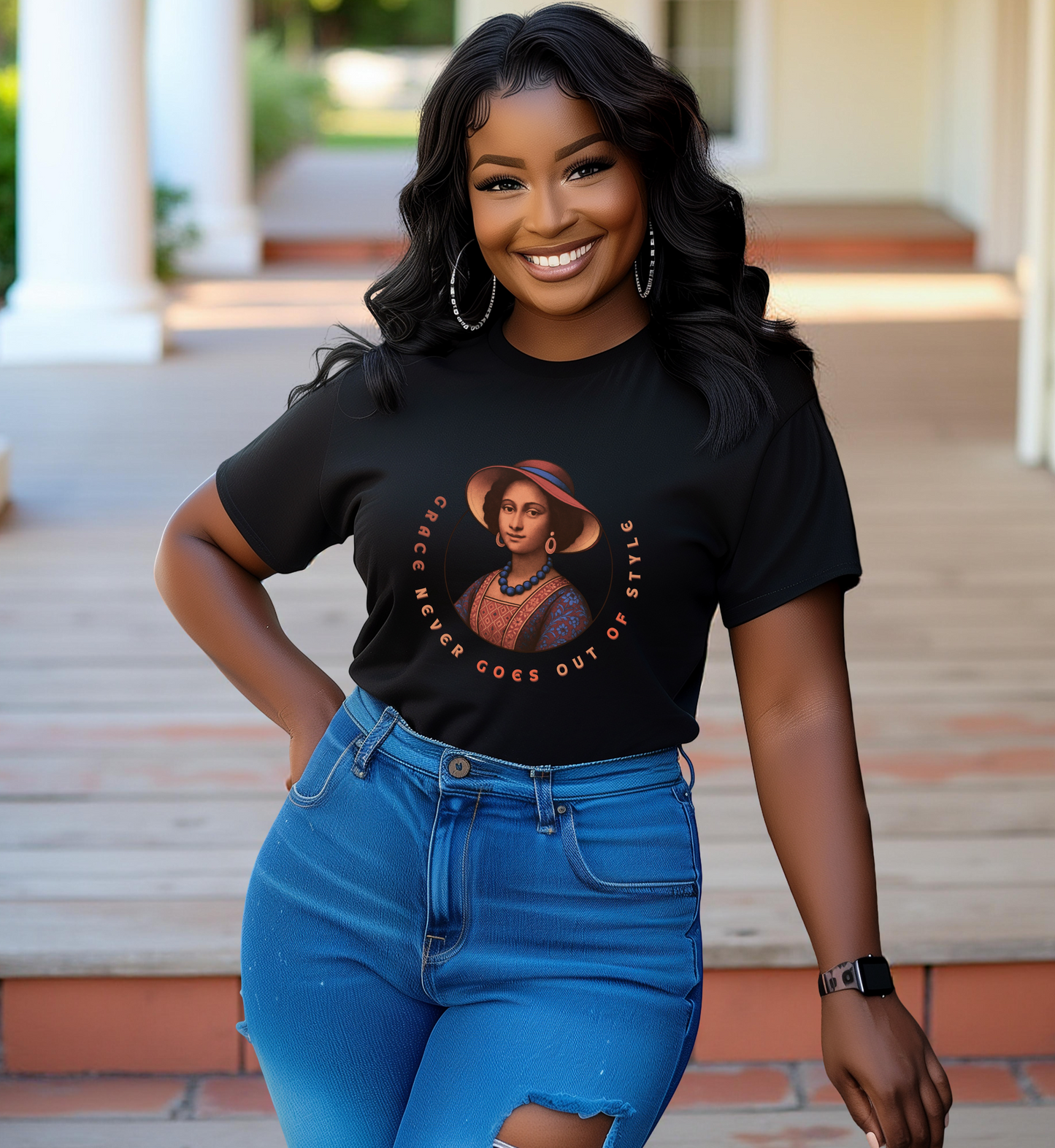 Grace Never Goes Out of Style Gildan 5000 Shirt, Vintage Renaissance Woman Graphic Tee, Inspirational Quote T Shirt, Retro Art Gift