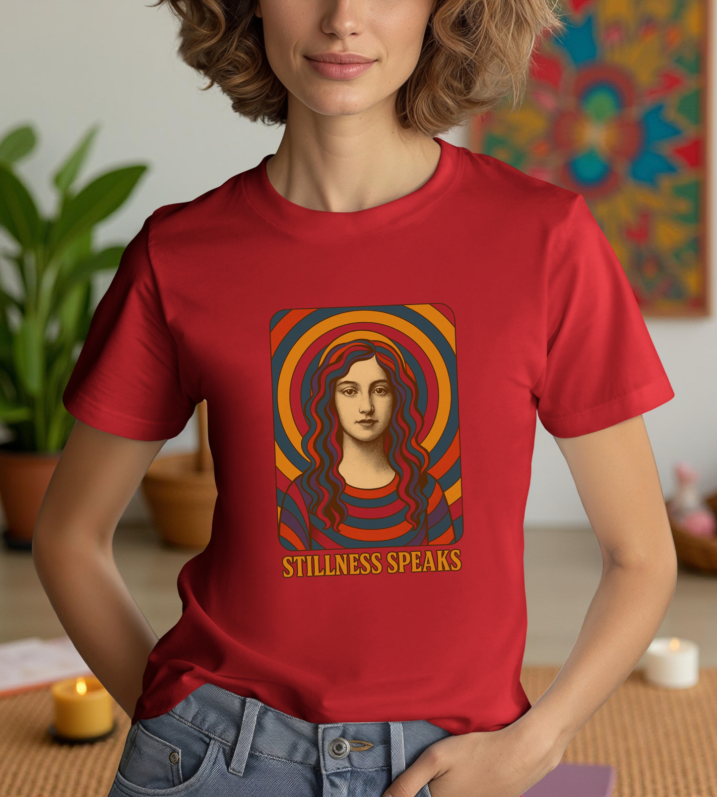 Stillness Speaks Unisex Heavy Cotton Tee, Psychedelic Retro Graphic Shirt, Spiritual Boho Aesthetic Top, Vintage 70s Trippy Tshirt,