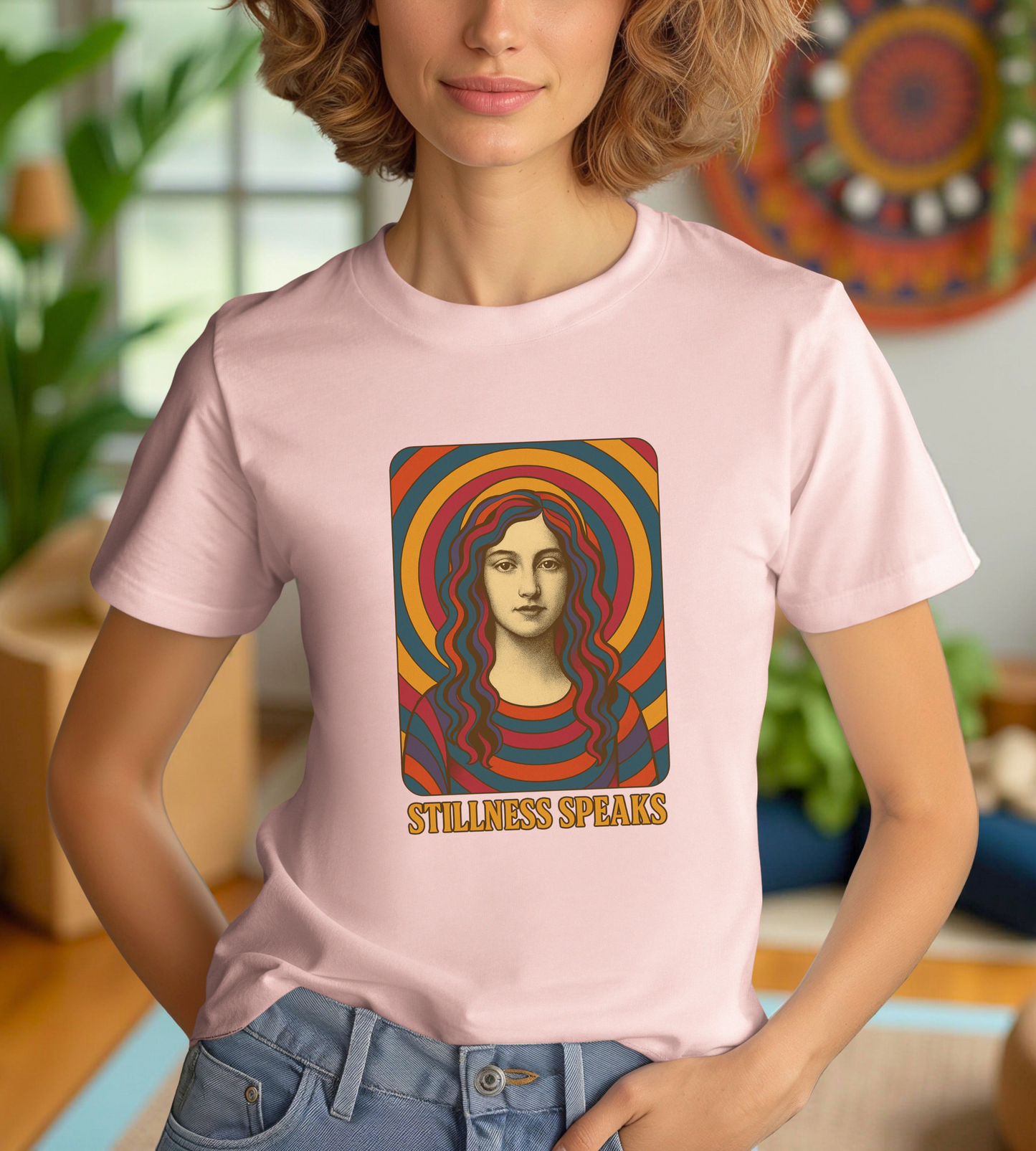 Stillness Speaks Unisex Heavy Cotton Tee, Psychedelic Retro Graphic Shirt, Spiritual Boho Aesthetic Top, Vintage 70s Trippy Tshirt,
